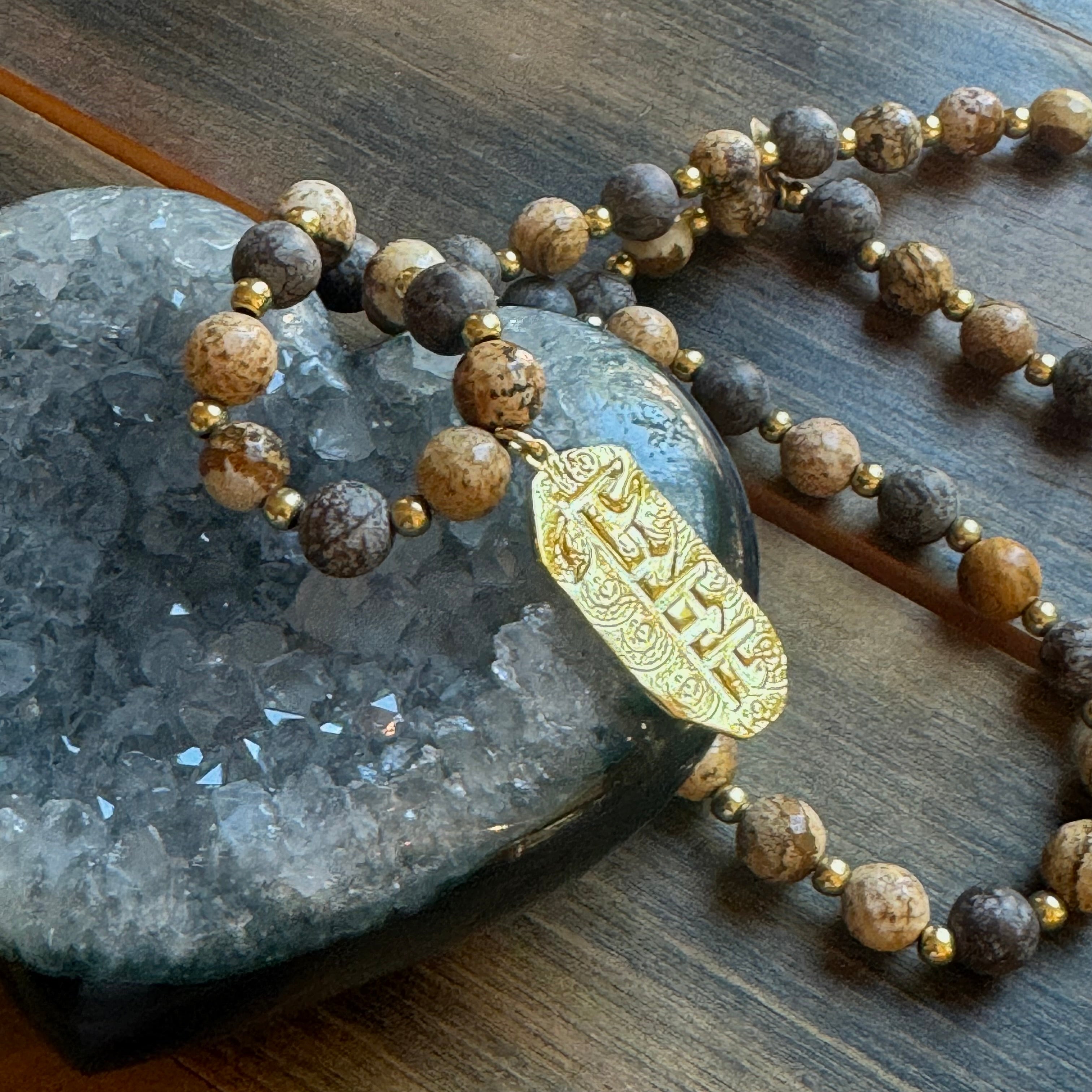 Jasper Bead Namaste Necklace