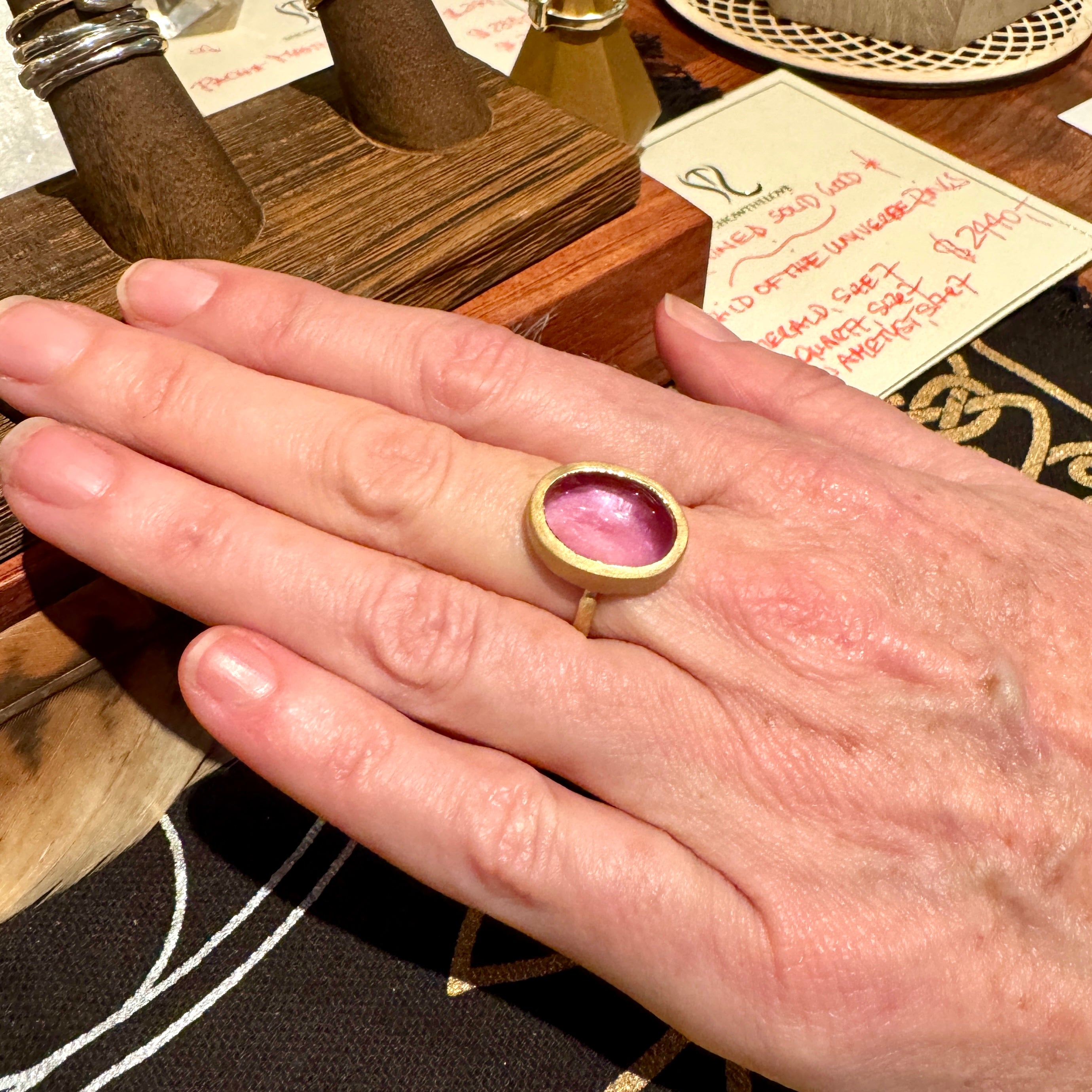 18k Fairmined Gold Saint Germain Round Amethyst Ring