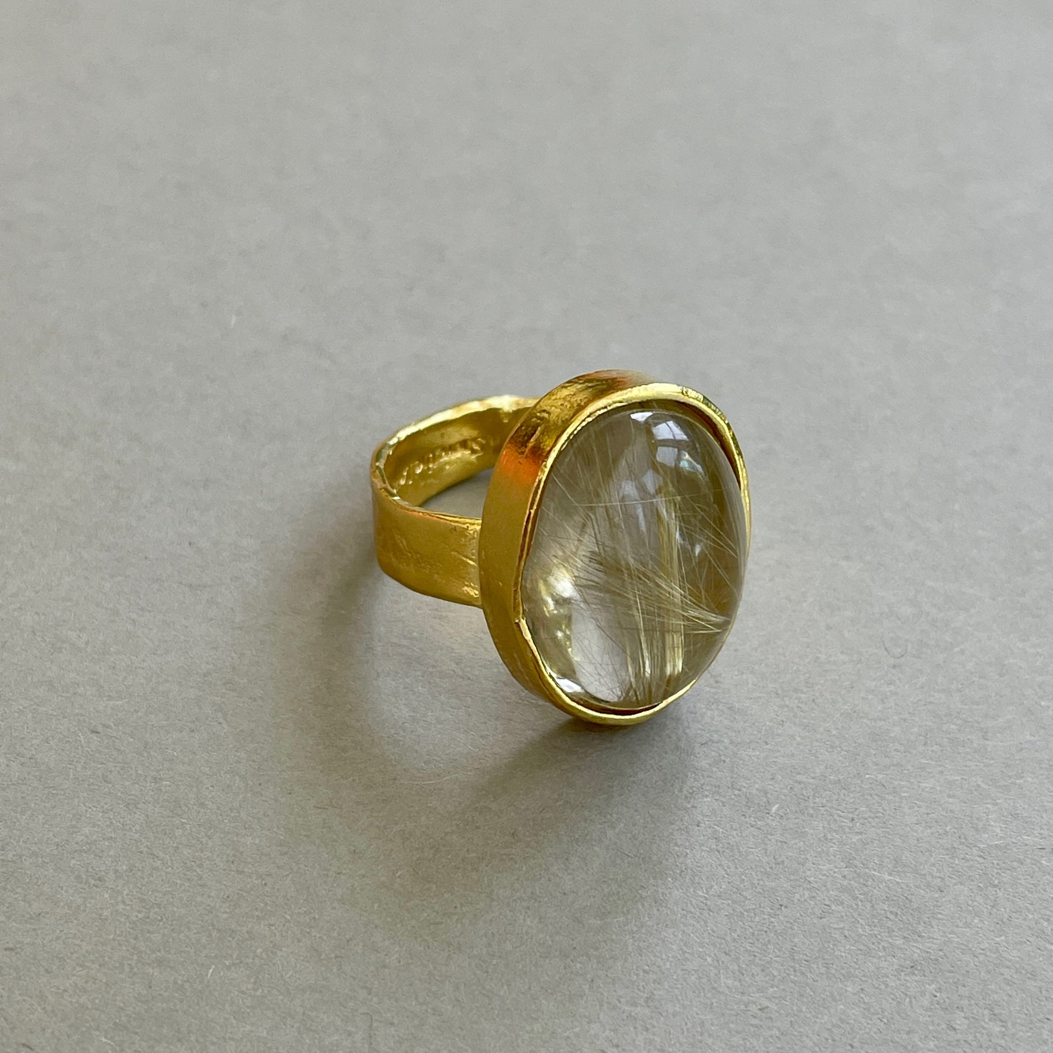 Golden Rutilated Quartz Crystal Ring