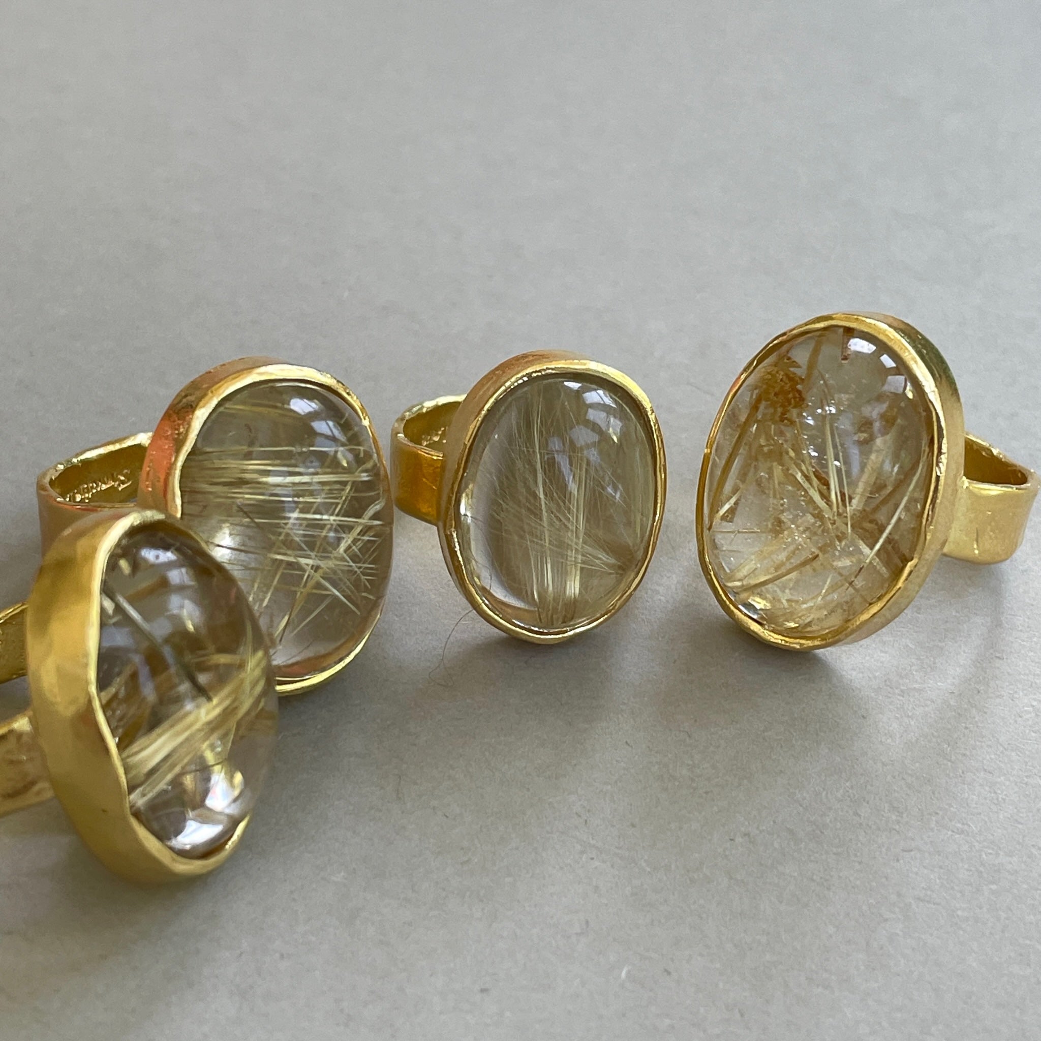 Golden Rutilated Quartz Crystal Ring