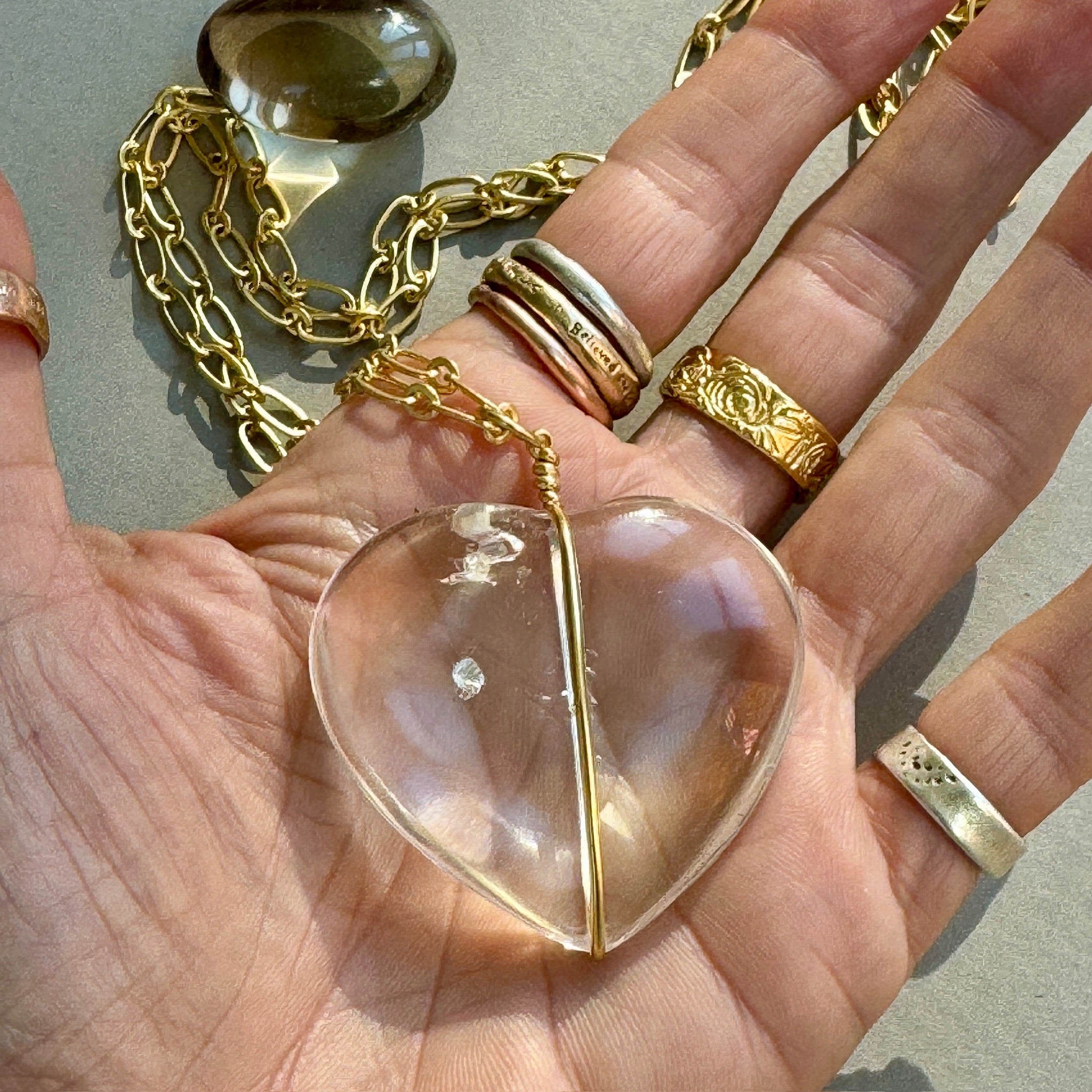 Heart of Light Quartz Crystal Pendant Necklace