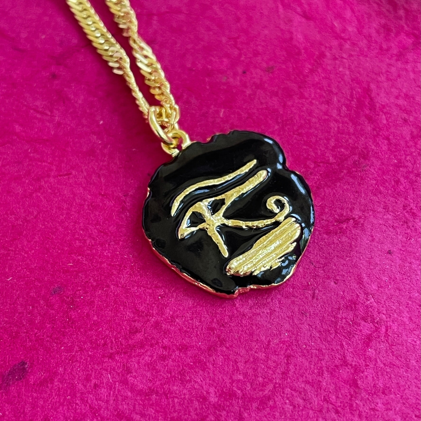 Eye of Horus Necklace with Black Enamel
