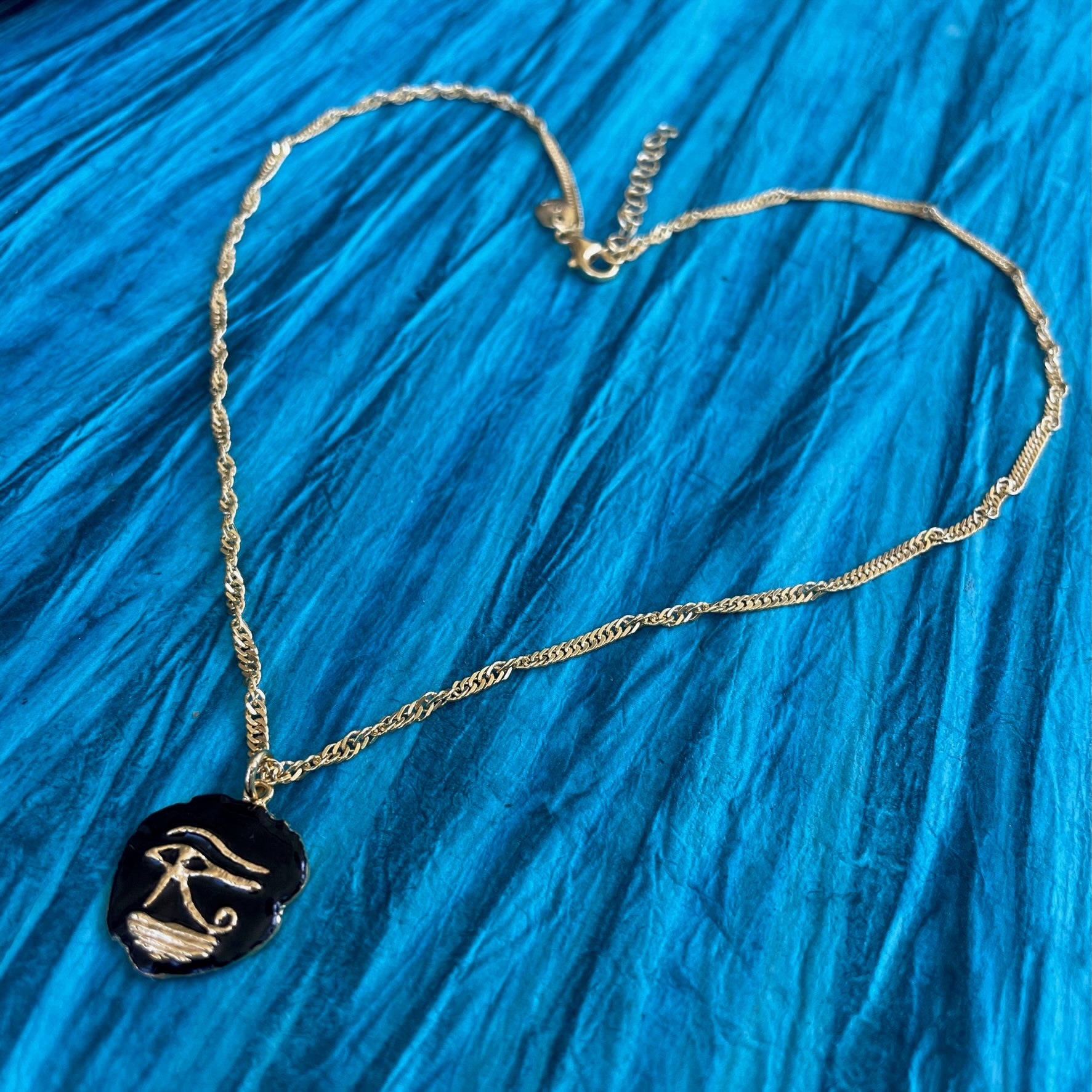 Eye of Horus Necklace with Black Enamel