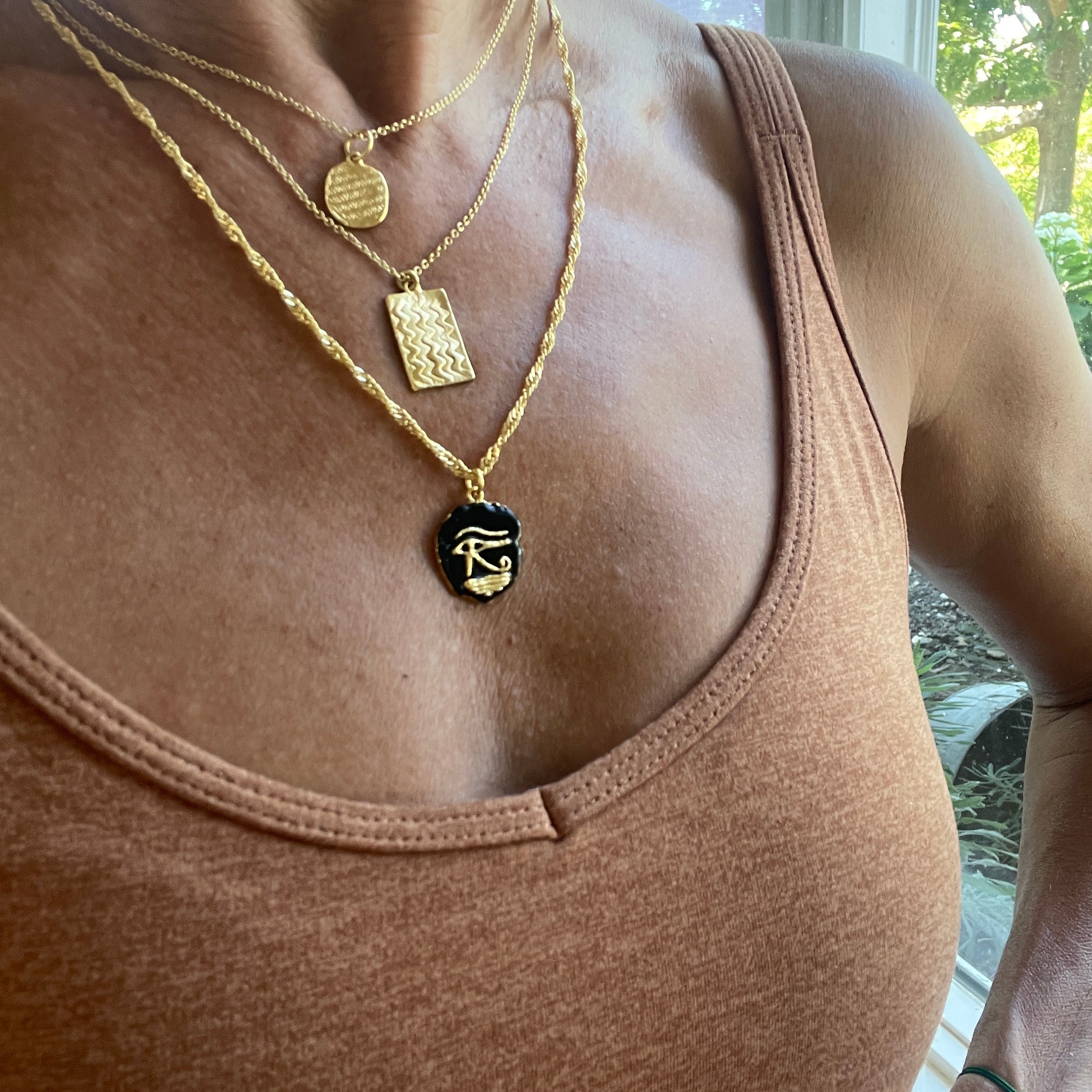 Eye of Horus Necklace with Black Enamel