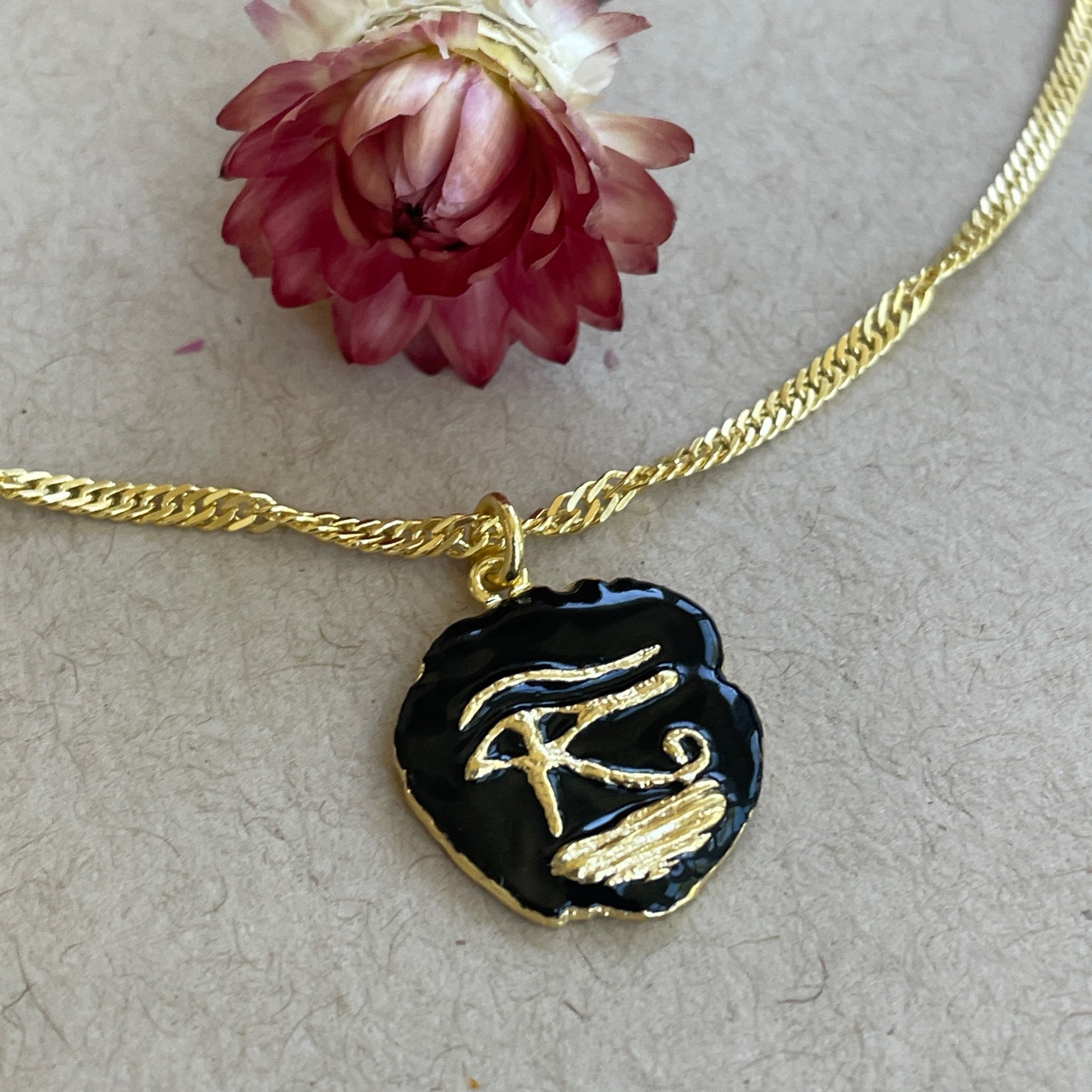 Eye of Horus Necklace with Black Enamel