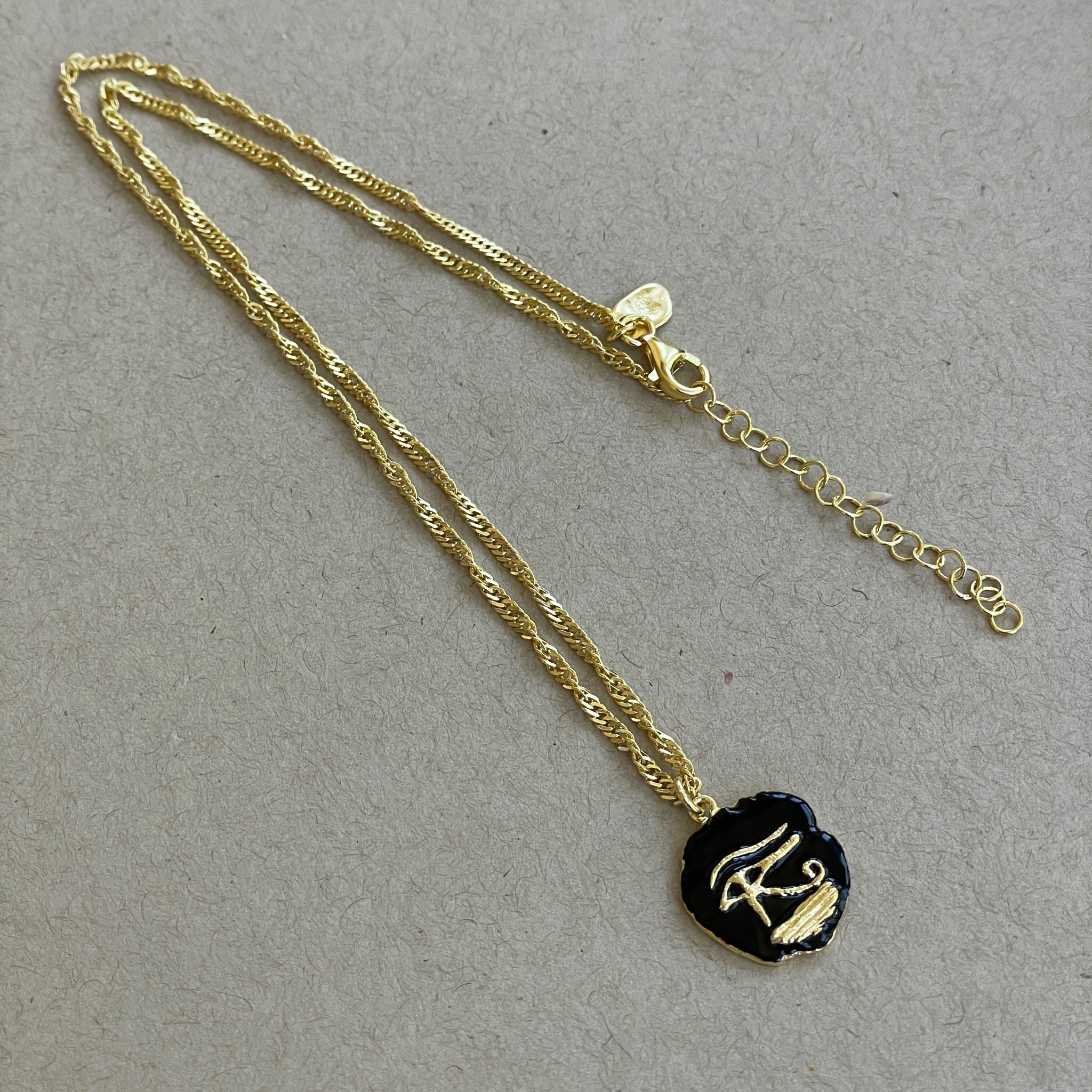 Eye of Horus Necklace with Black Enamel