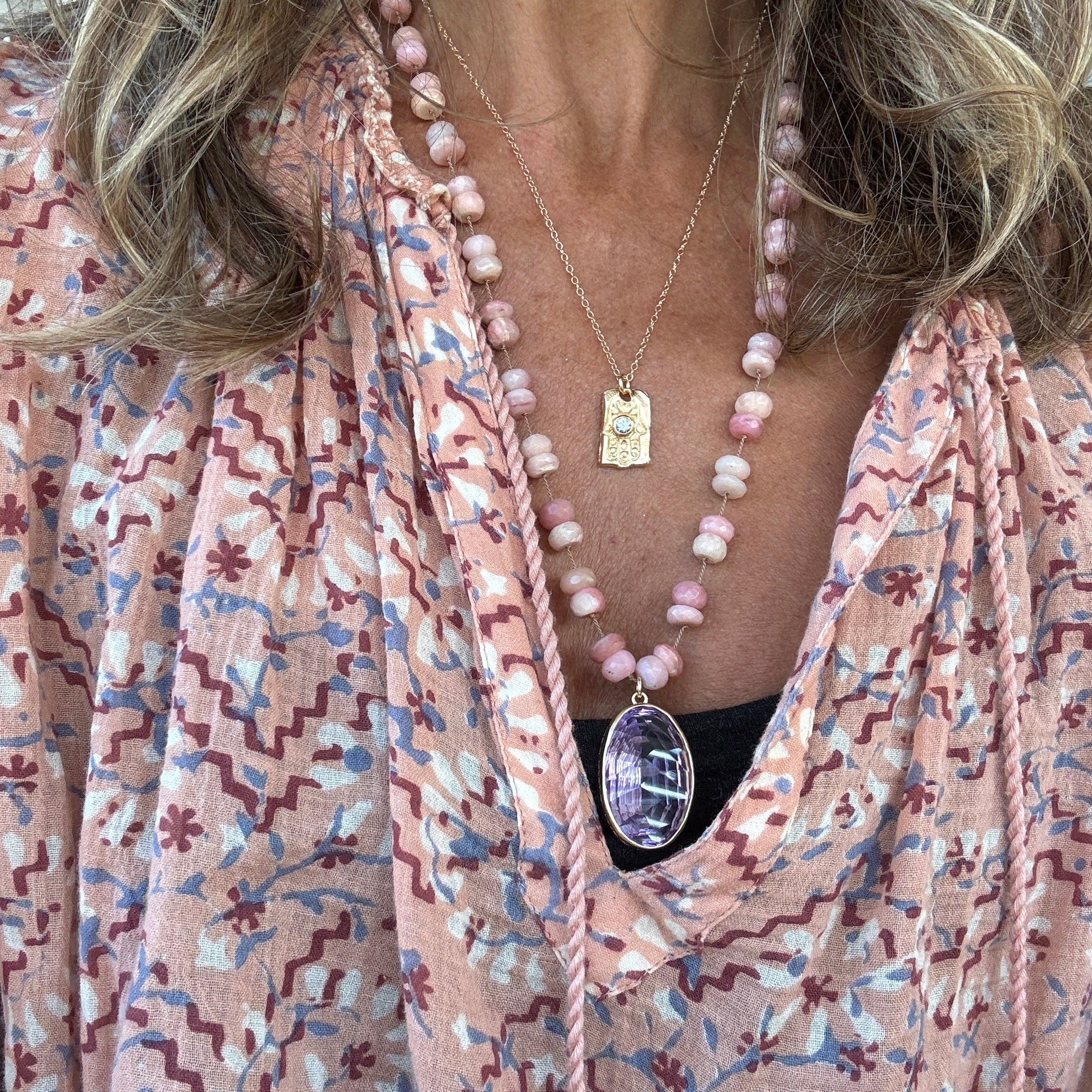 Pink Opal and Amethyst Love & Light Necklace