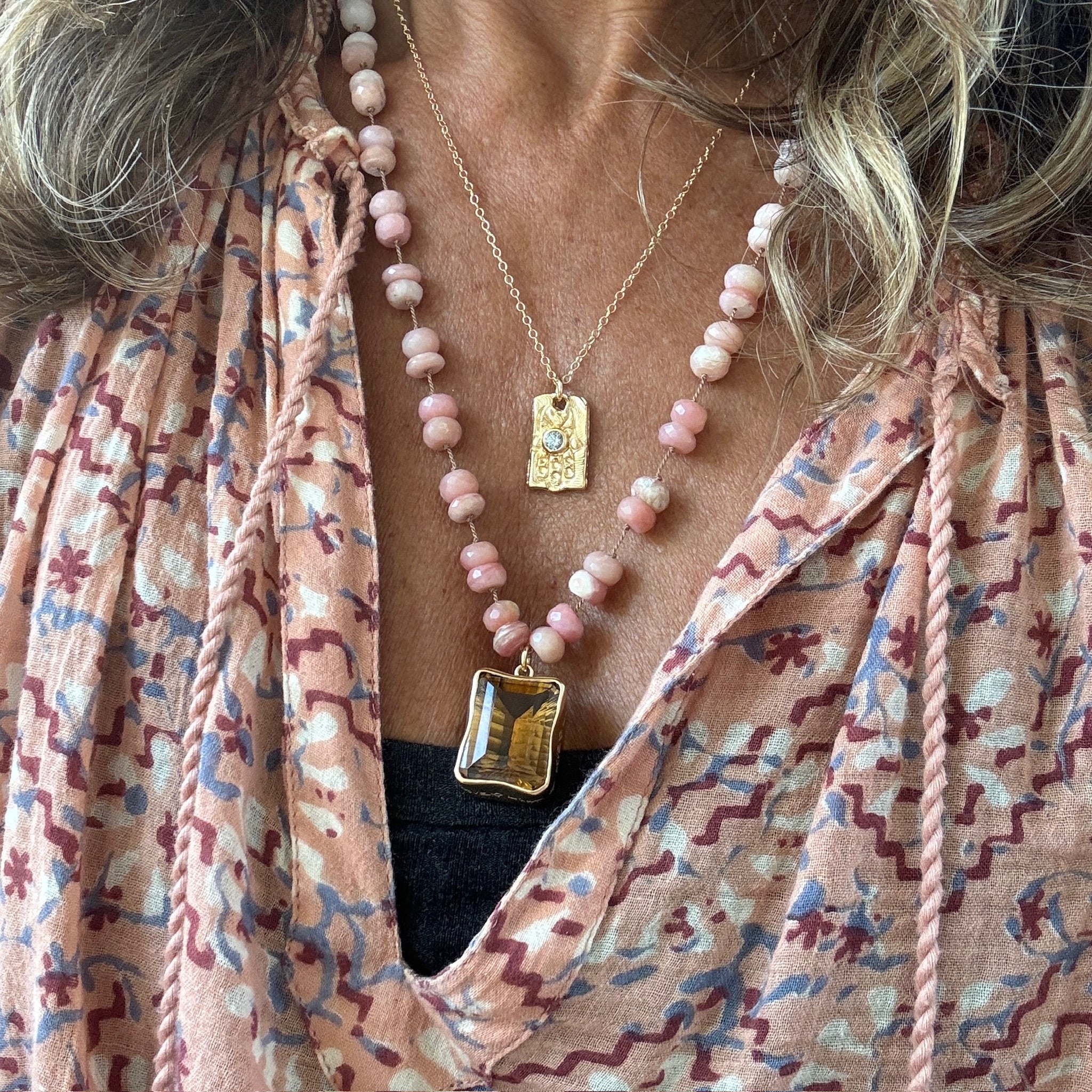 Citrine and Pink Opal Love & Light Necklace
