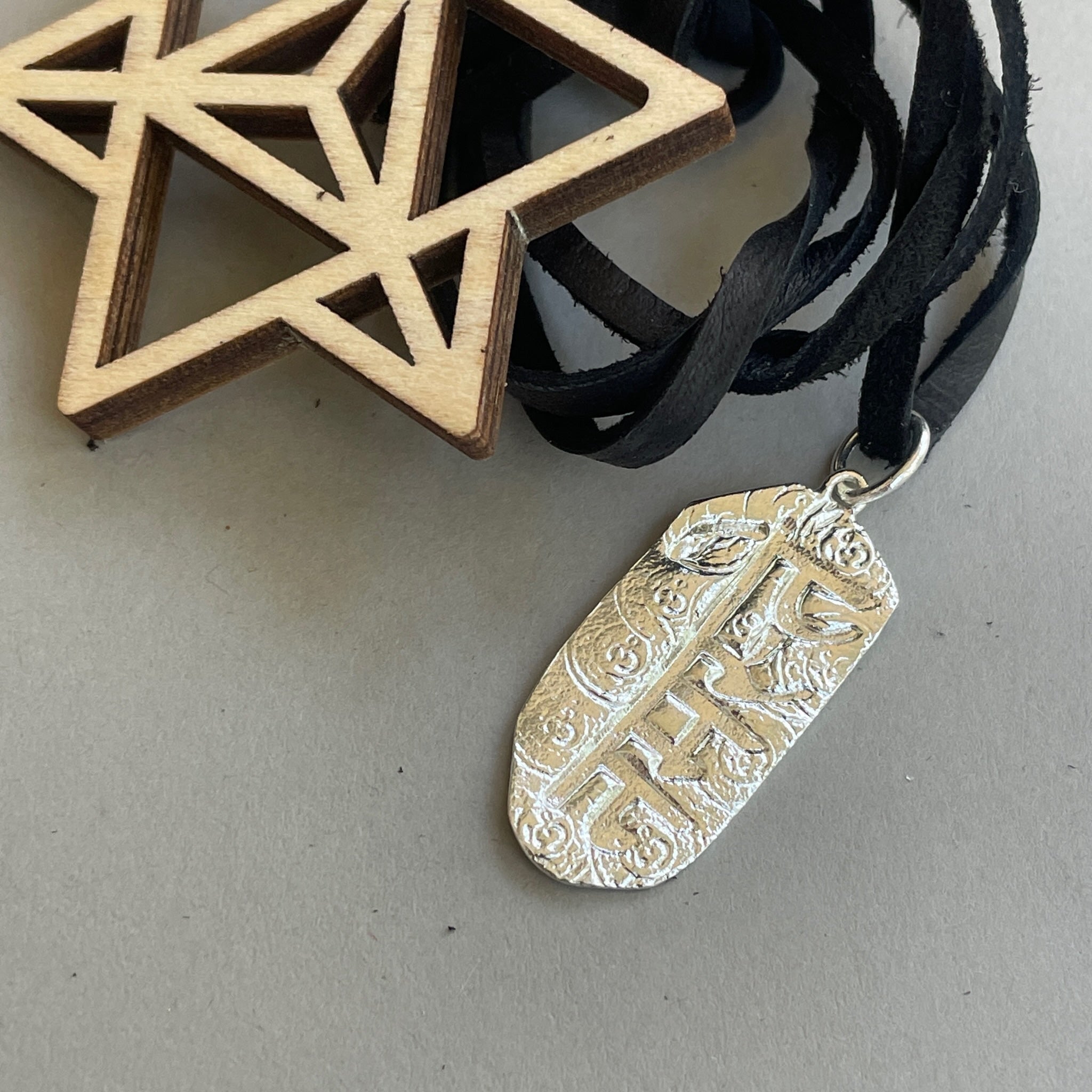 Namaste Pendant with Leather String Unisex version