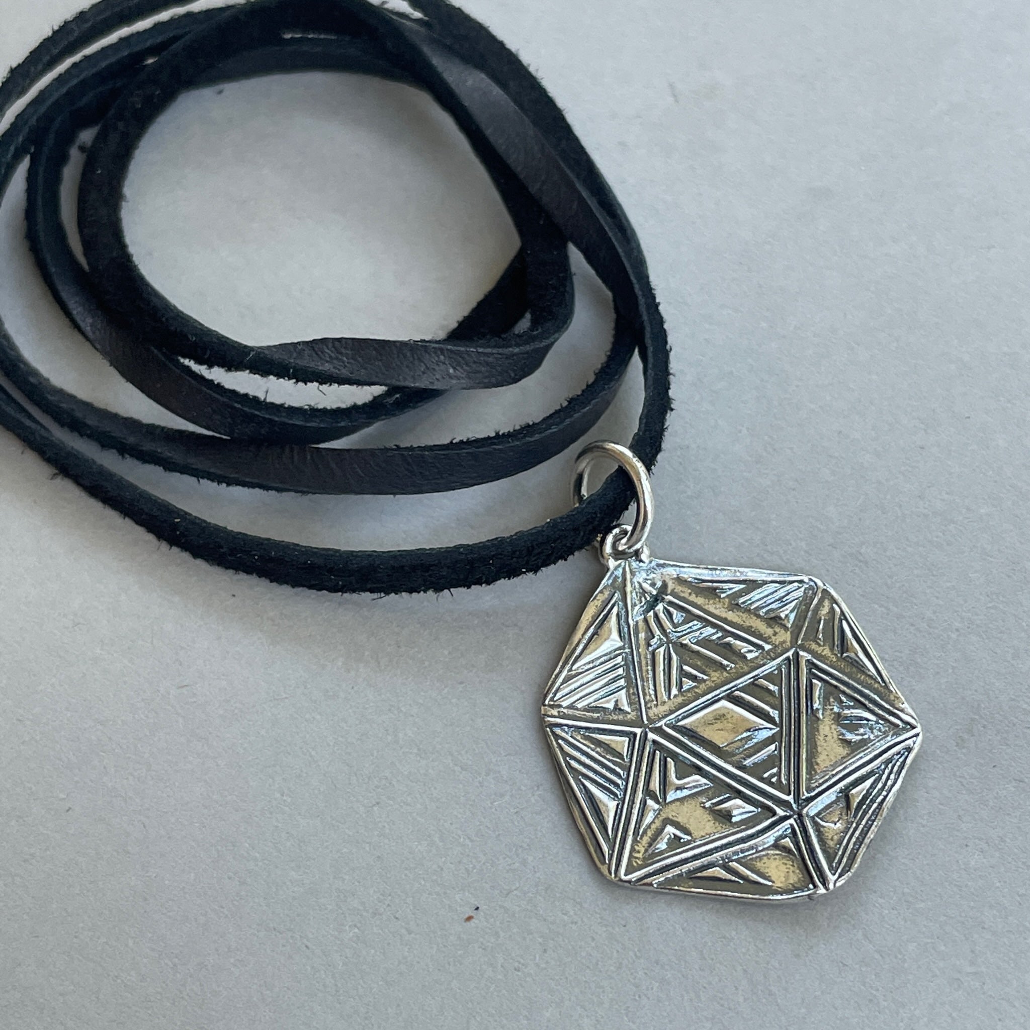 Icosahedron Leather Necklace