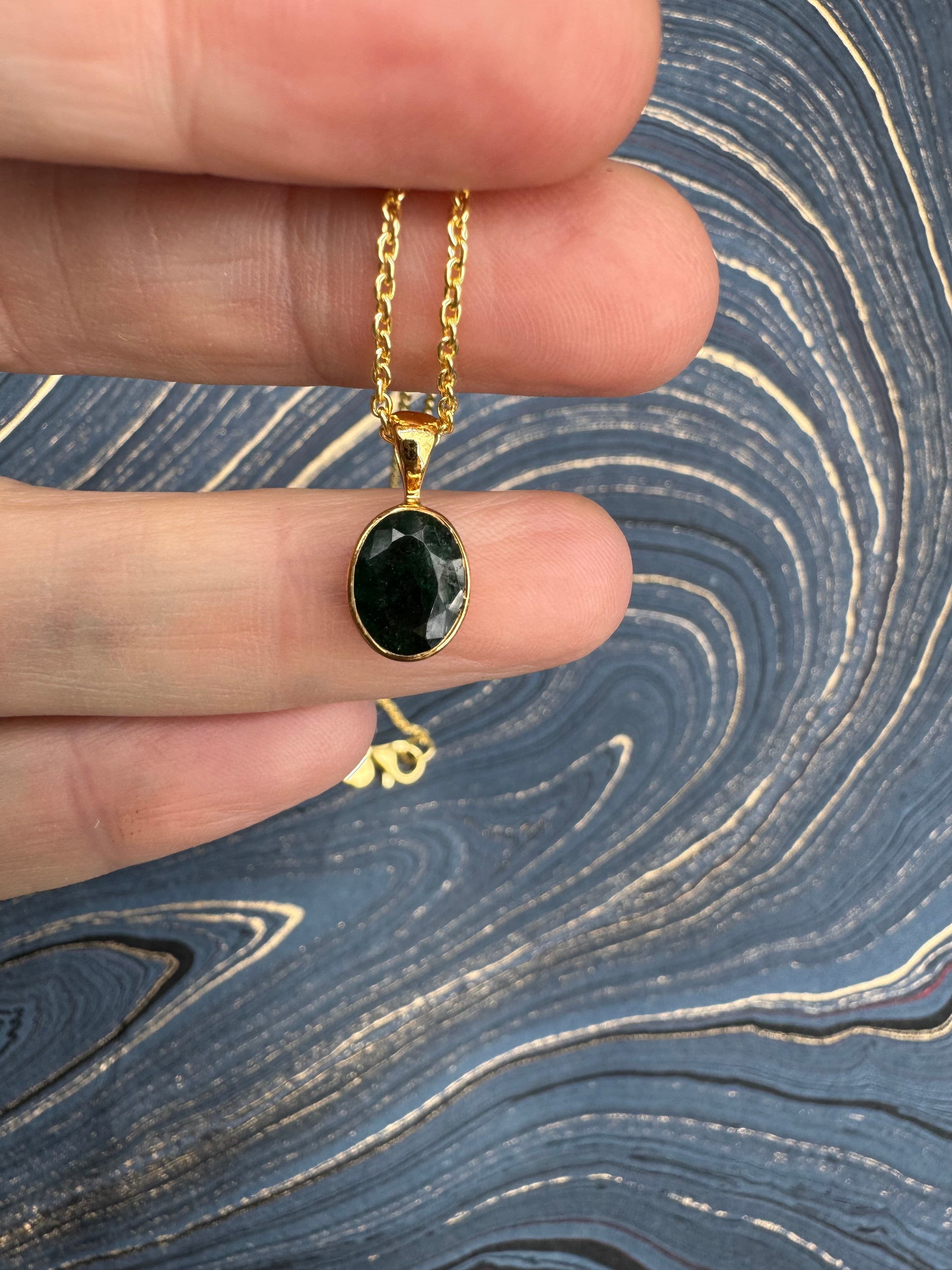 High Vibrational Emerald Amulet GOLD