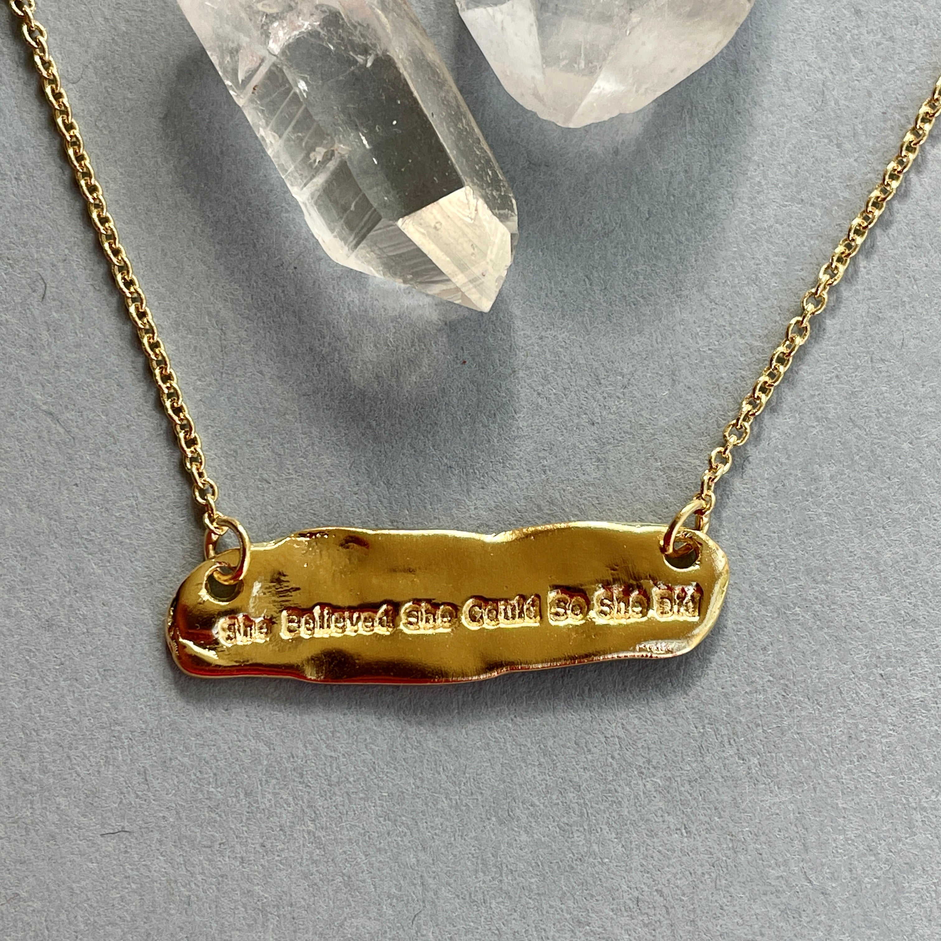 She Believed She Could Bar Necklace