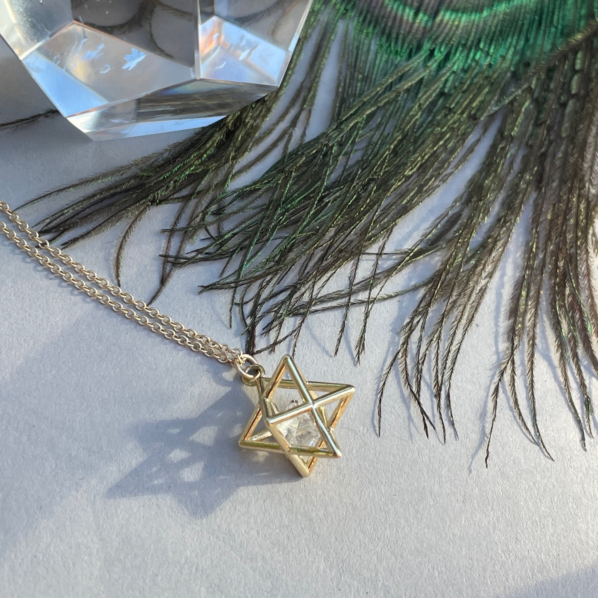 Merkaba Star Necklace with Herkimer Diamond