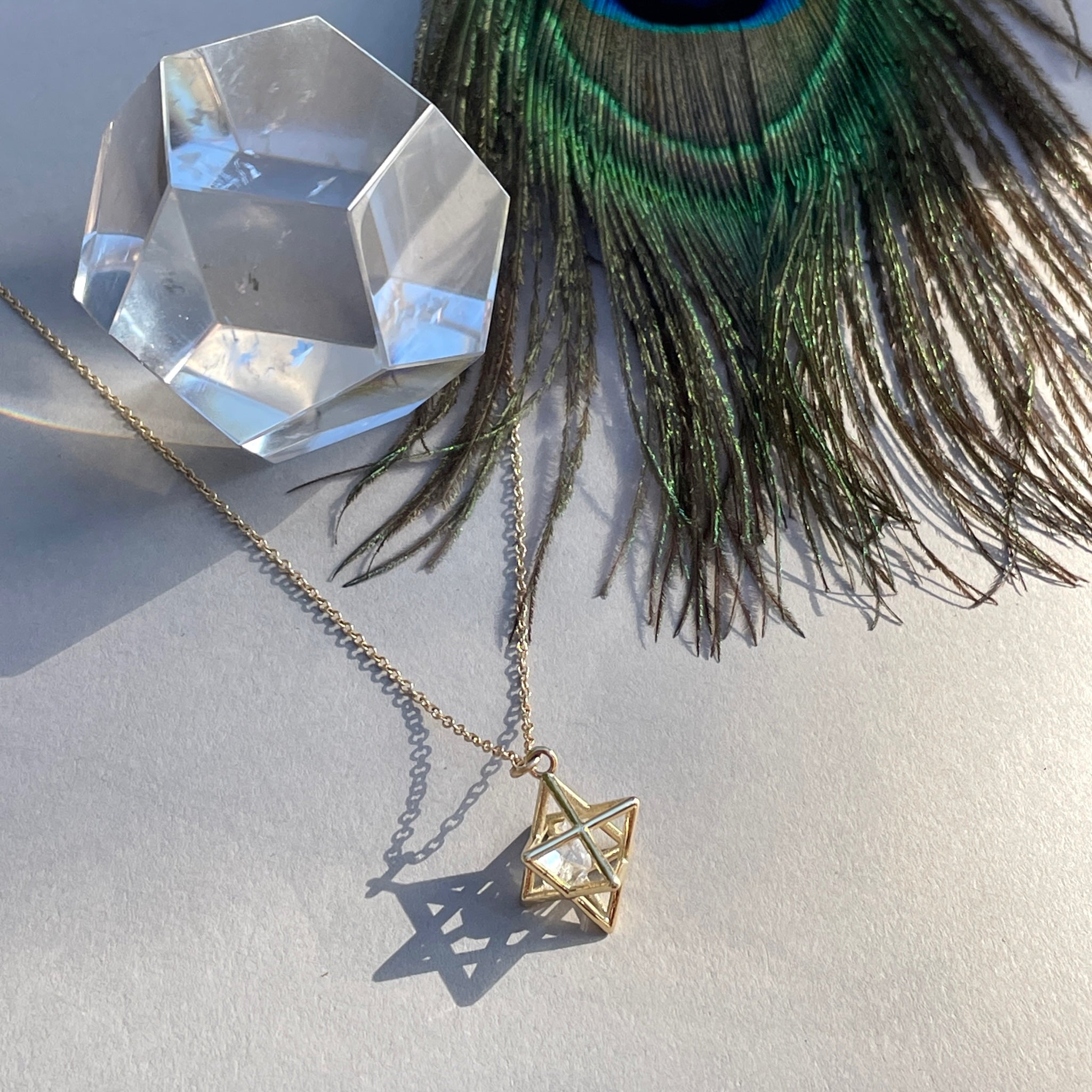 Merkaba Star Necklace with Herkimer Diamond