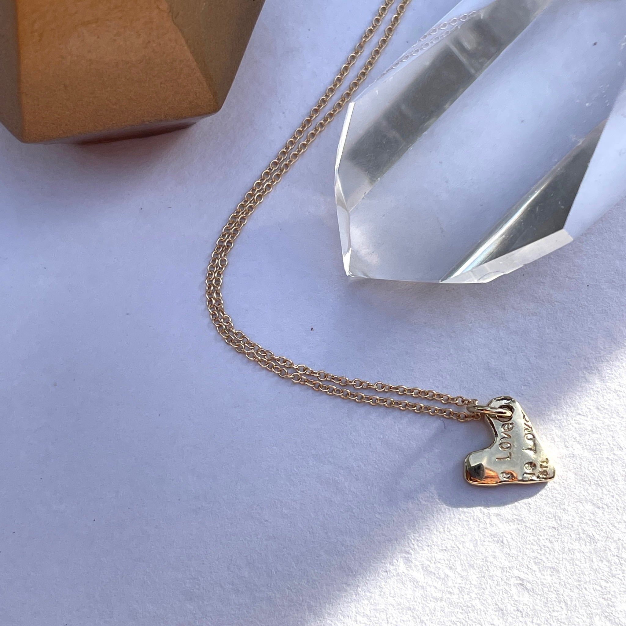 Fairmined 14kt Solid Gold Show The Love Heart Dangle Necklace