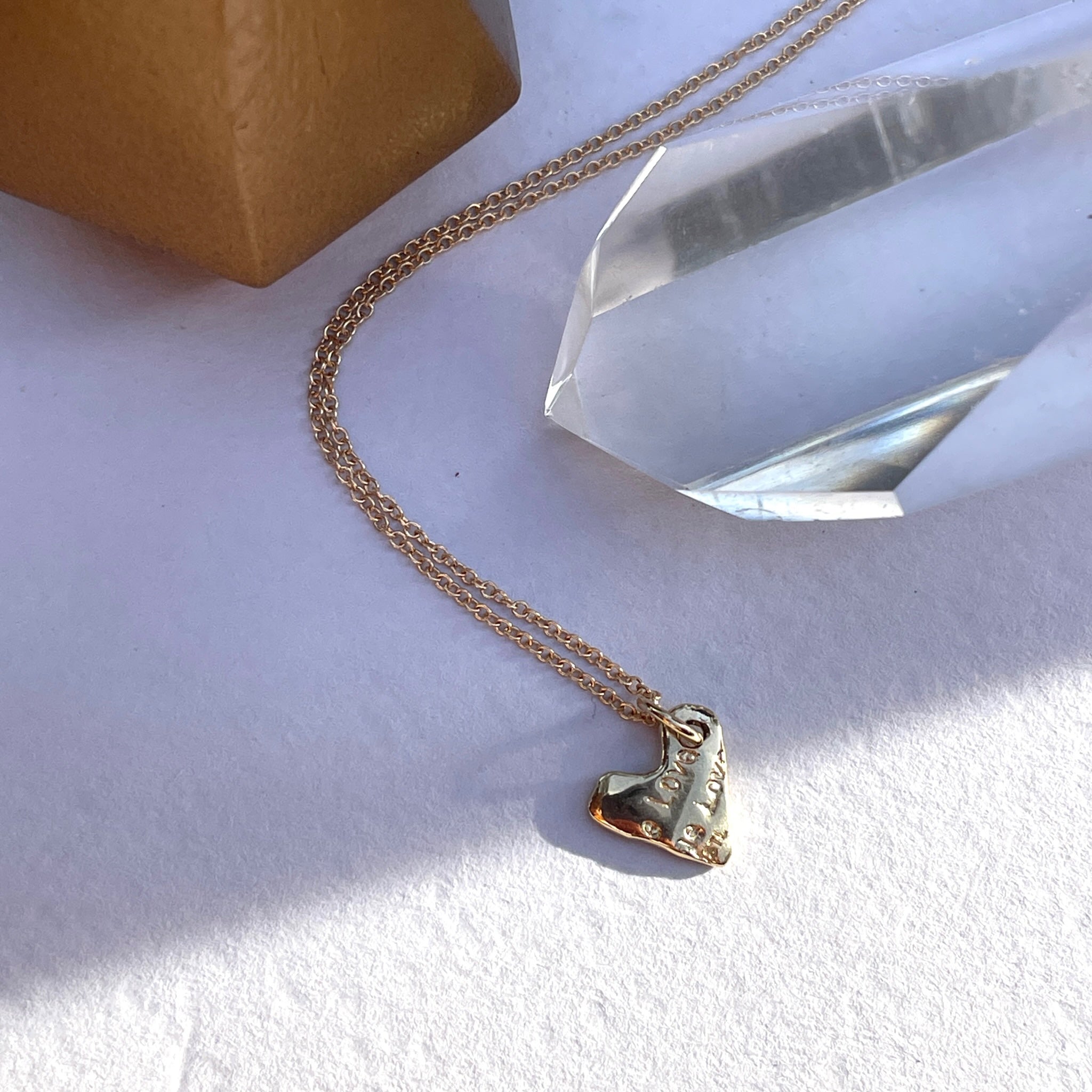 Fairmined 14kt Solid Gold Show The Love Heart Dangle Necklace