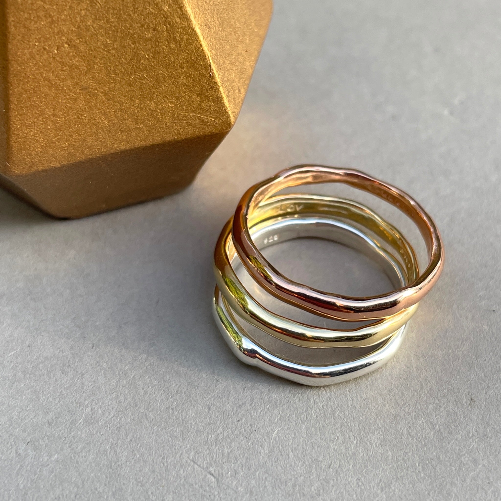 Fairmined 14K Solid Gold & Sterling Silver showtheLOVE Stacking Rings