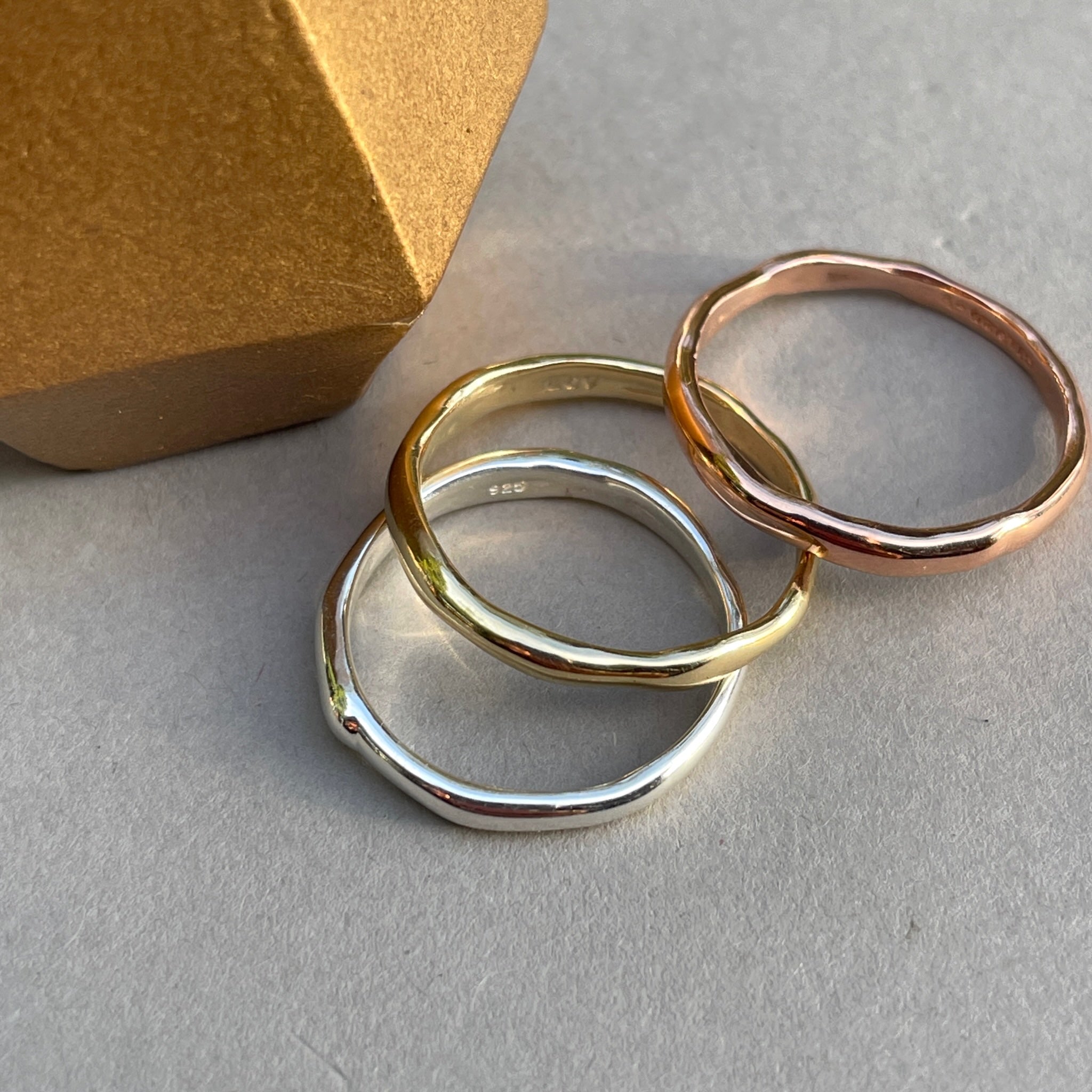 Fairmined 14K Solid Gold & Sterling Silver showtheLOVE Stacking Rings