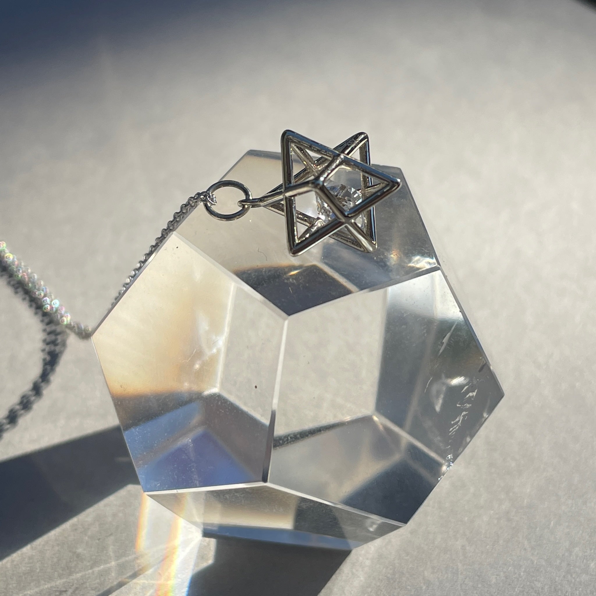 Fairmined 14kt Solid Gold Merkaba Star with Herkimer Diamond, Emerald Or Tanzanite Necklace
