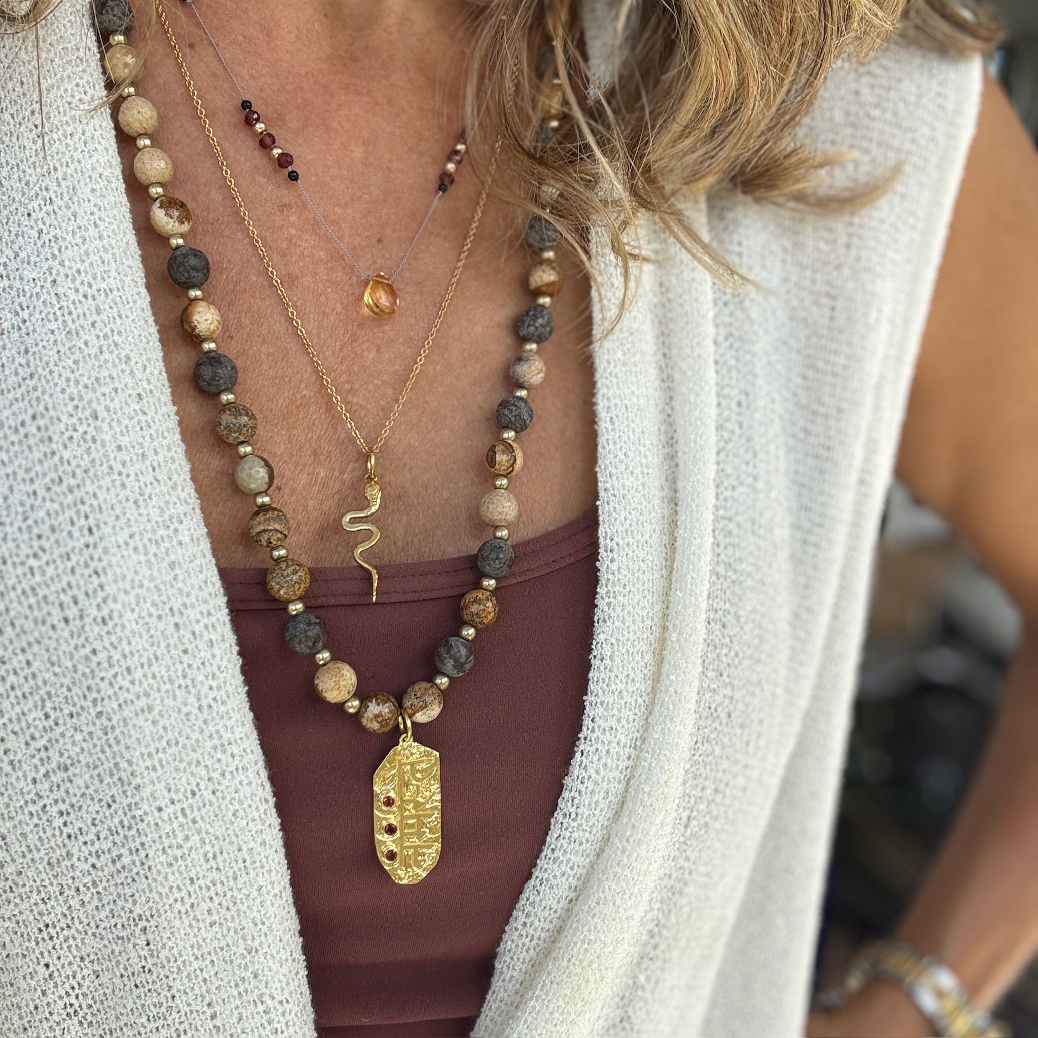 Jasper Bead Namaste Necklace