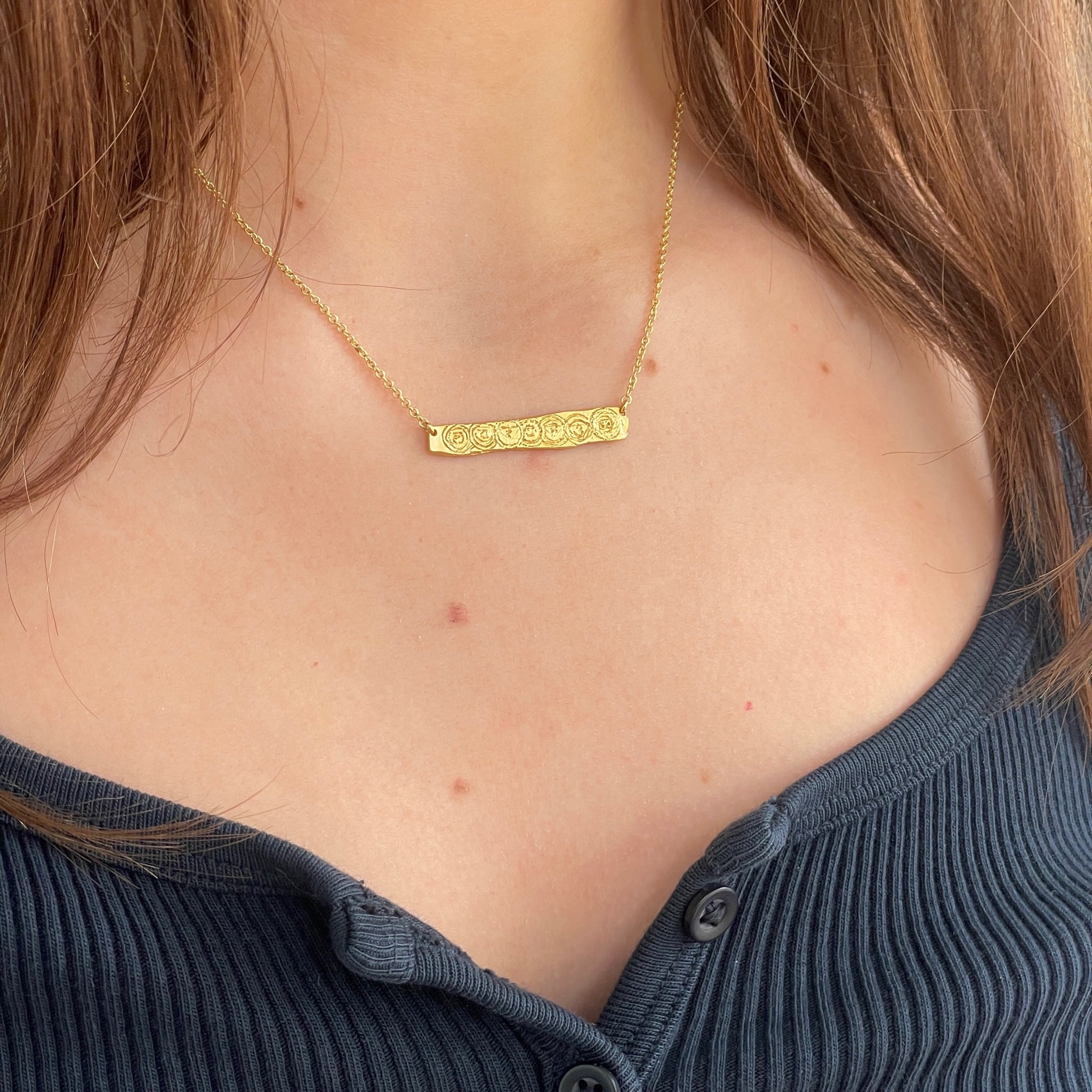 My Chakras are Balanced Bar Necklace Model Shot