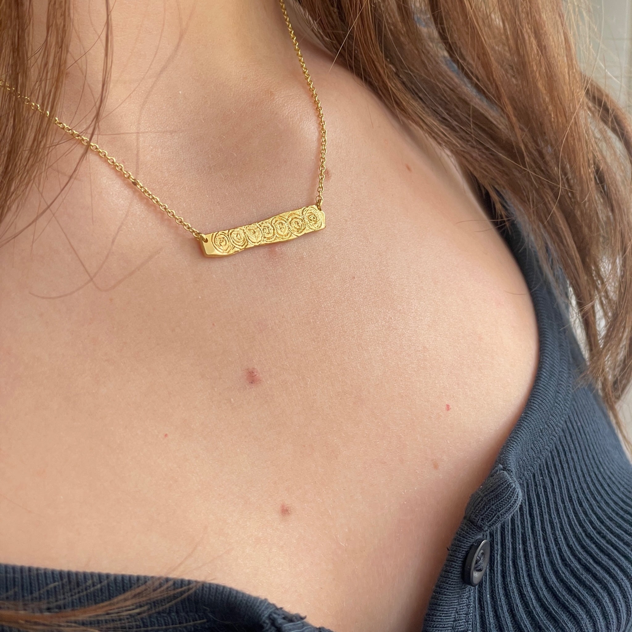 My Chakras are Balanced Bar Necklace Model Side Shot