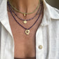 Harmony Beads Necklace - Garnet & Lapis with Gold and Silver Sacred Heart Charm