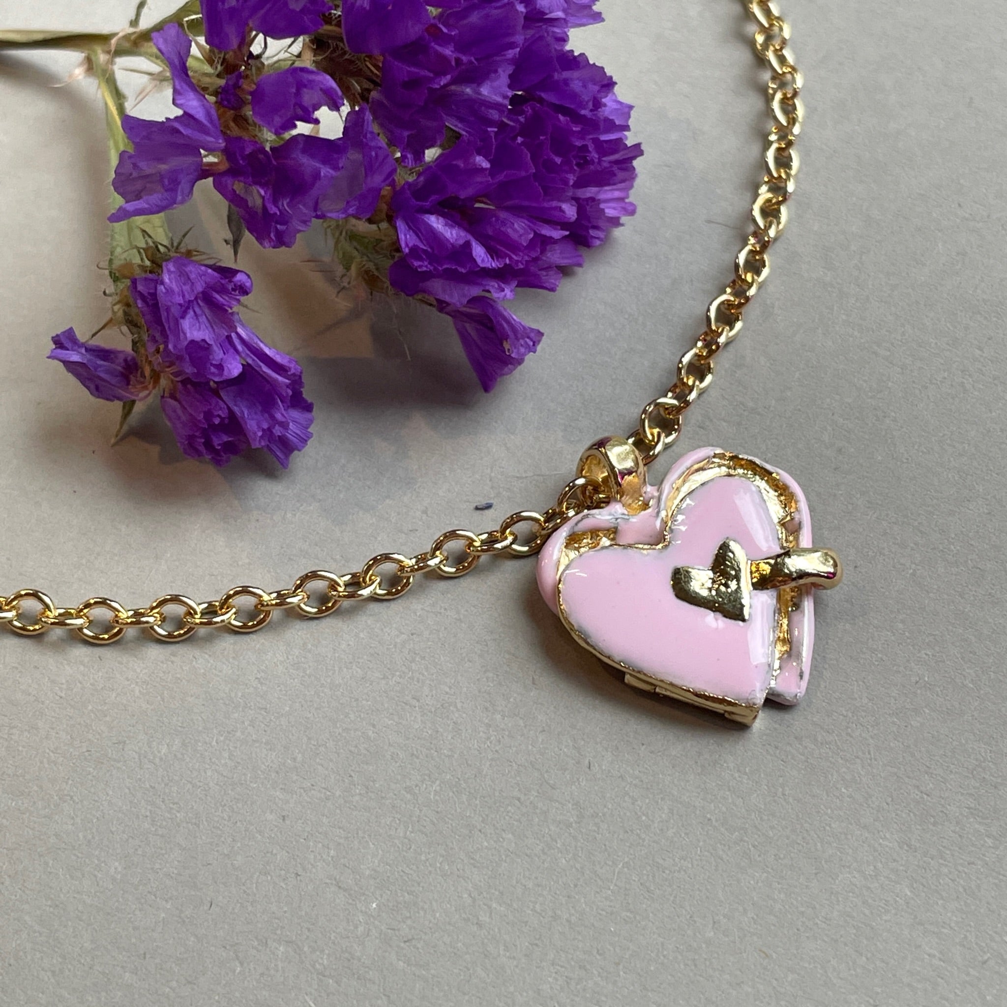 Pink Enamel I Am Loved Locket Necklace