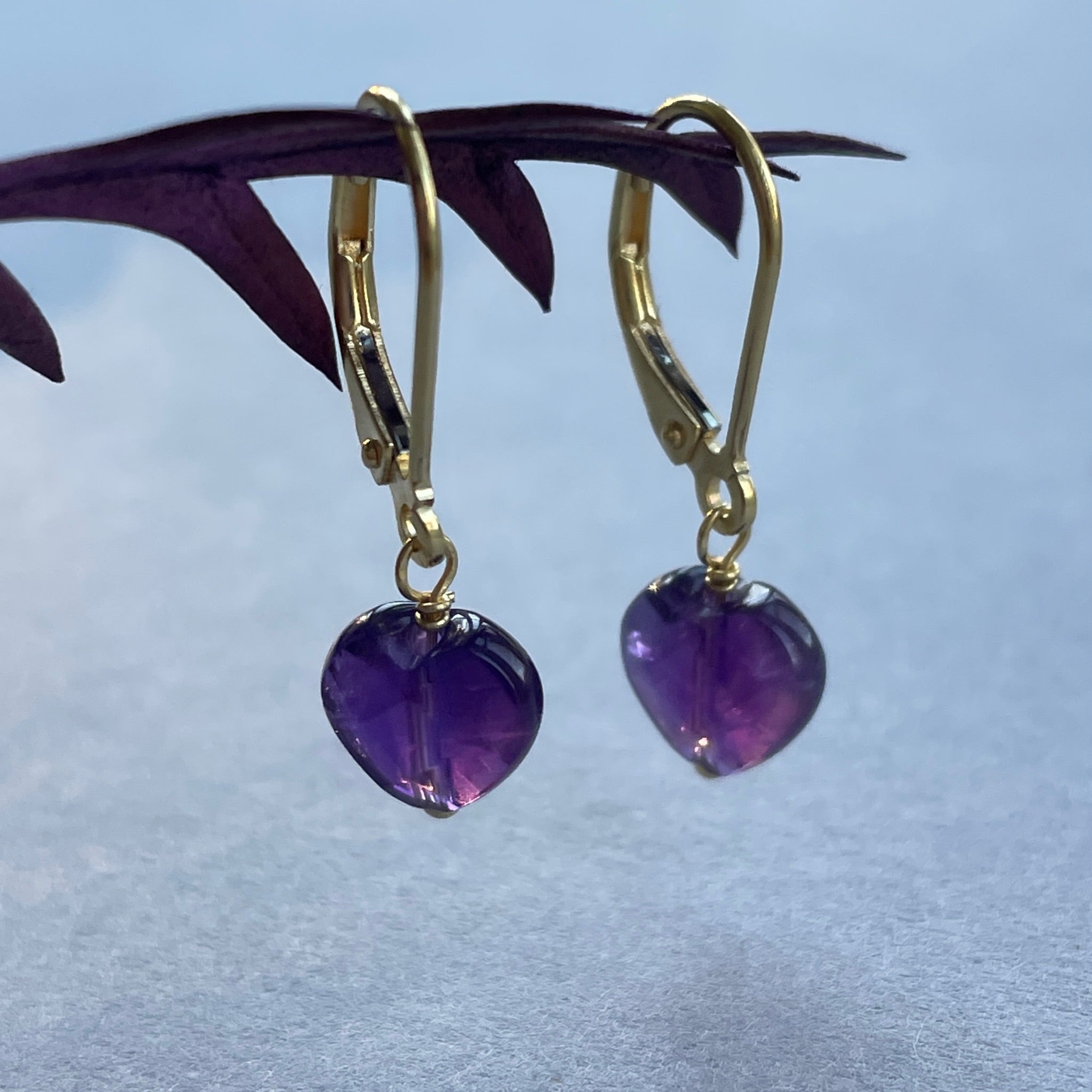 Full Heart Amethyst Earrings