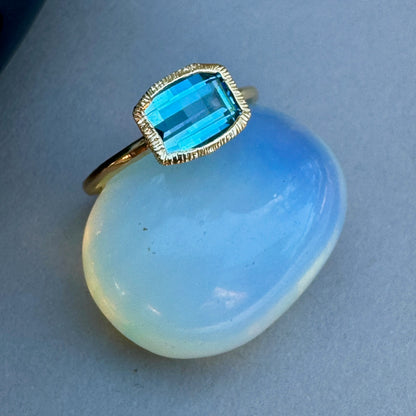 Blue Topaz Confident Manifestation 14kt Fairmined Gold Ring