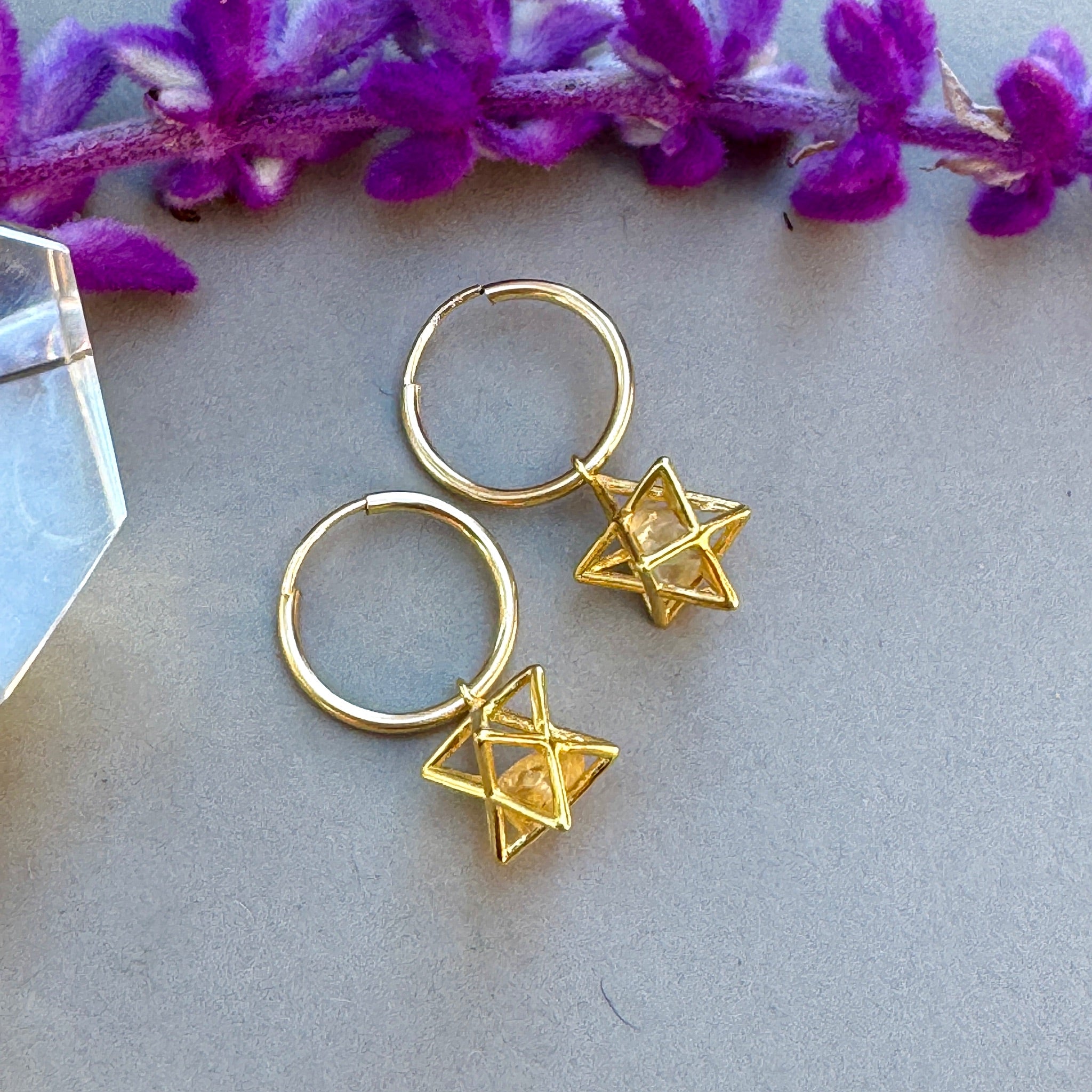 Merkaba Crystal Hoop Earrings