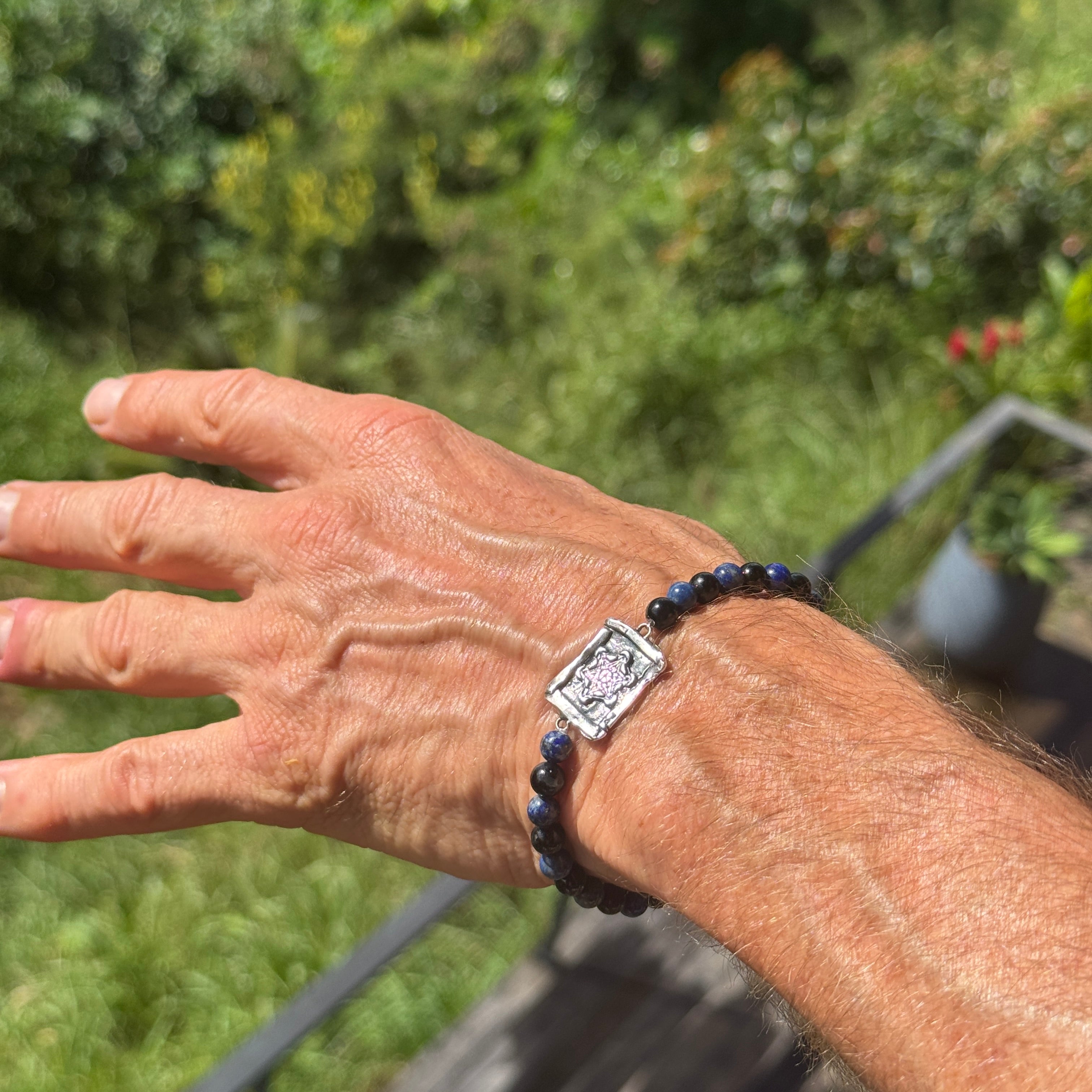 Metatron Howlite &amp; Sodalite/Black Tourmaline Unisex Bracelet