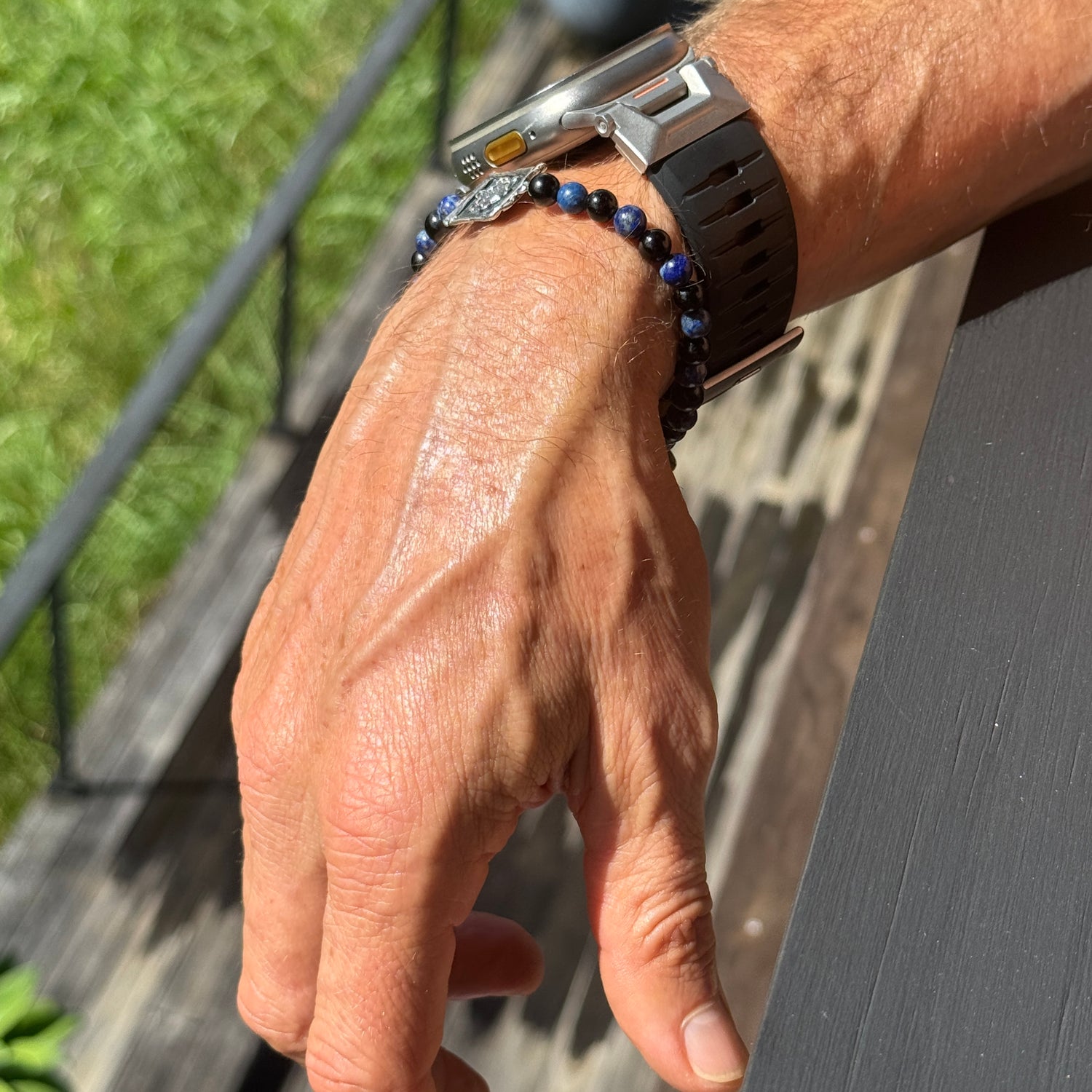 Metatron Howlite &amp; Sodalite/Black Tourmaline Unisex Bracelet