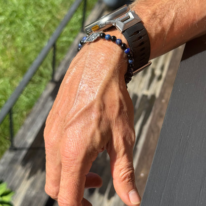 Metatron Howlite &amp; Sodalite/Black Tourmaline Unisex Bracelet