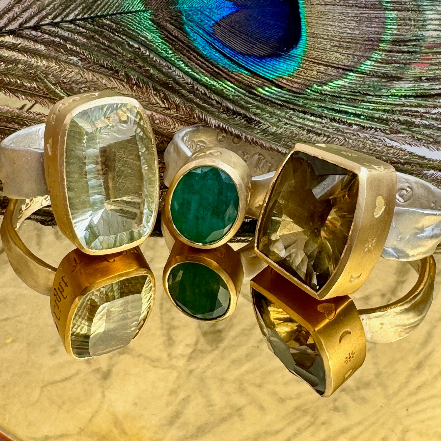 Child of the Universe Green Gemstone Rings - Fairmined 14kt Gold