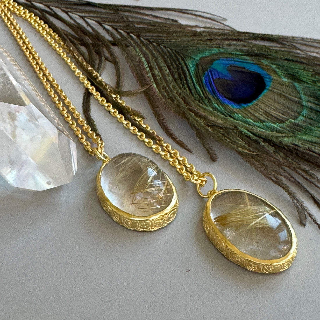 Rutilated Quartz Chakra Pendant Necklace