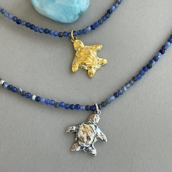 Harmony Beads Necklace - Sodalite with Turtle Charm