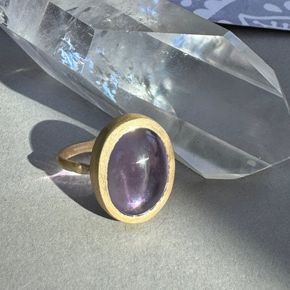 18k Fairmined Gold Saint Germain Round Amethyst Ring