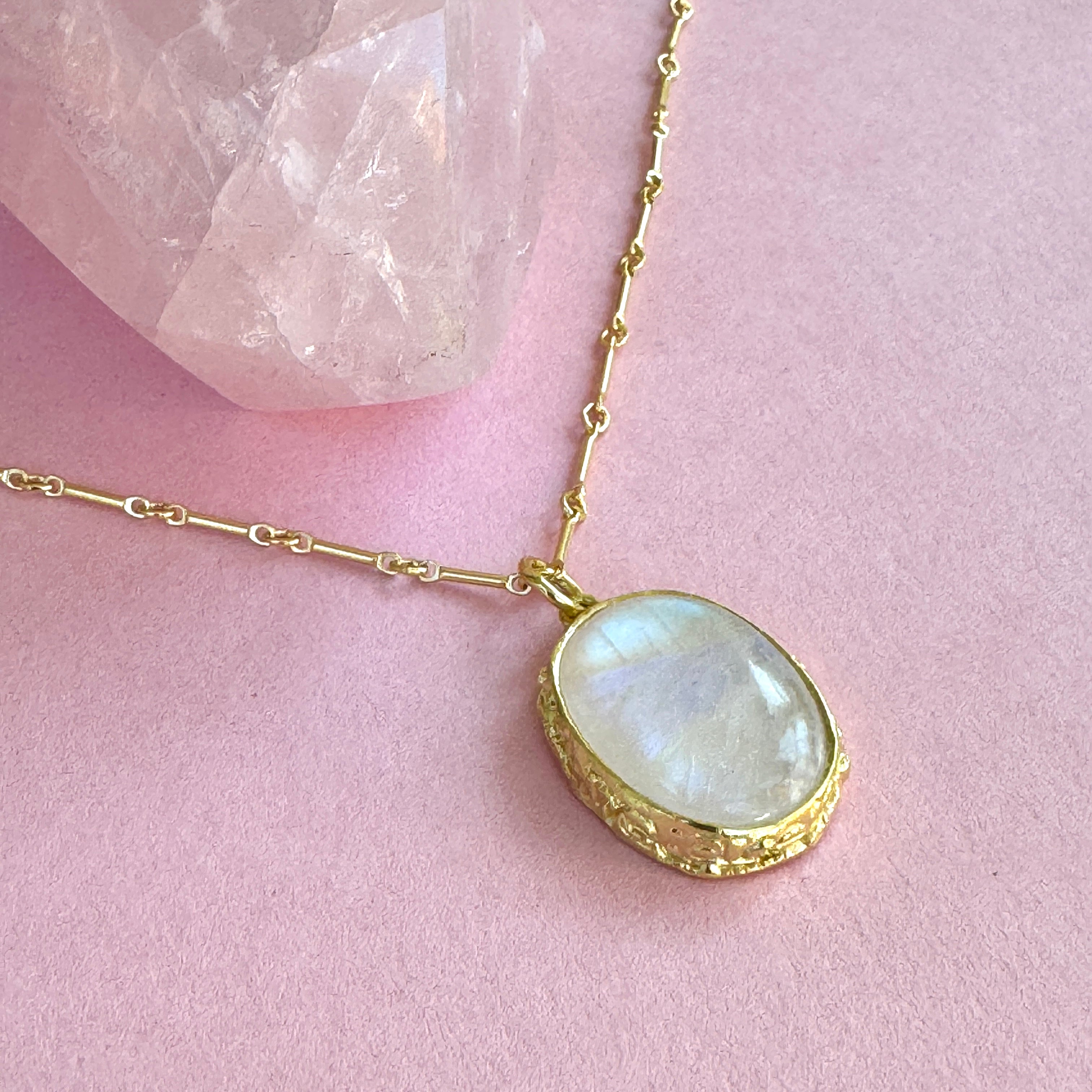 Universal Truth We are One Moonstone Pendant Necklace