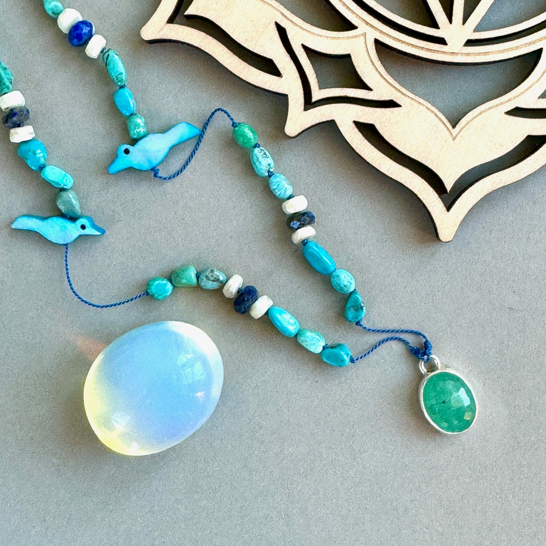 Emerald and Turquoise Atlantean Healing Necklace