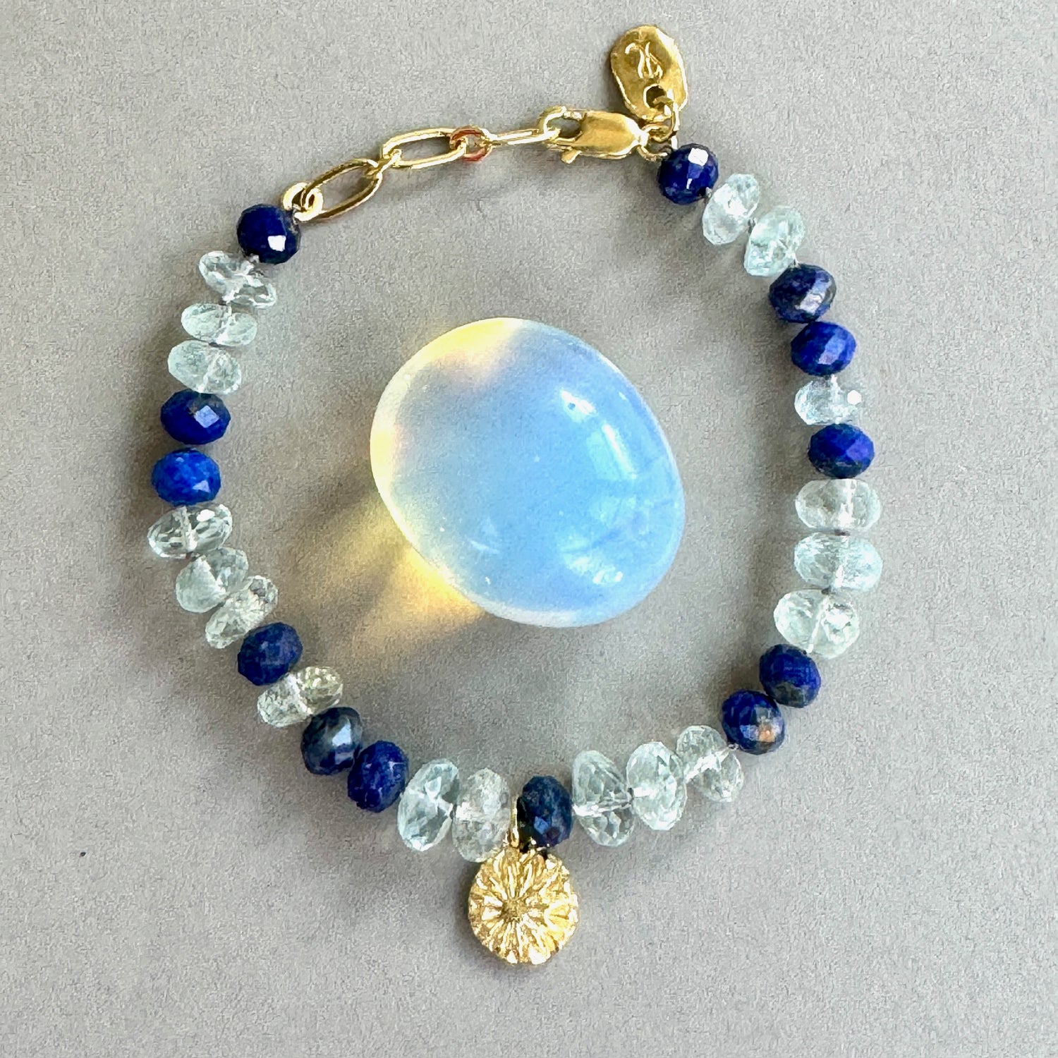 Flower of the Universe Lapis &amp; Aquamarine Bracelet