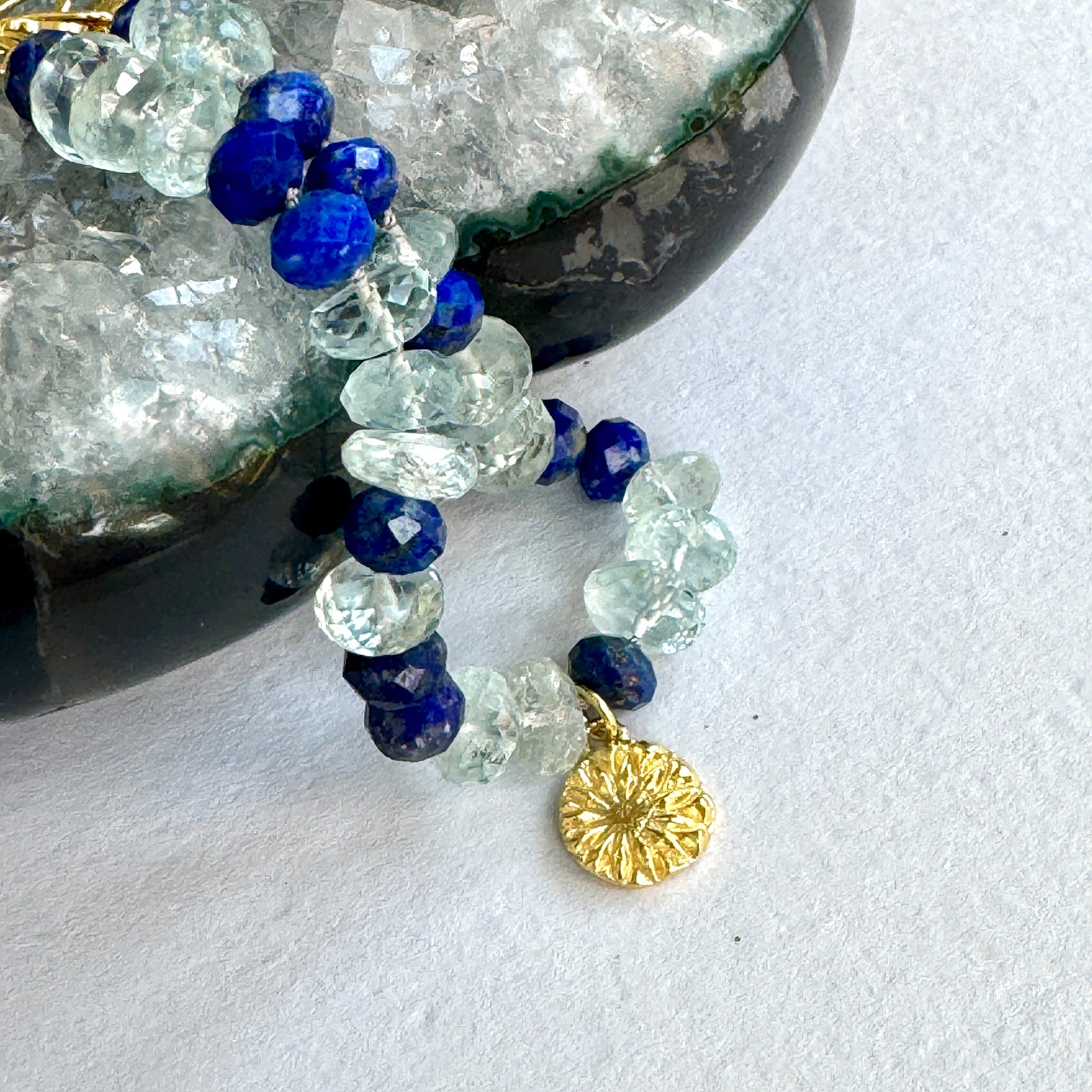 Flower of the Universe Lapis &amp; Aquamarine Bracelet