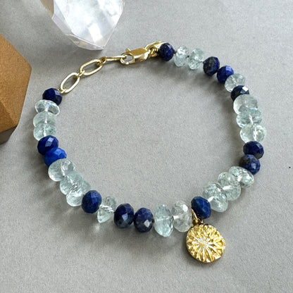 Flower of the Universe Lapis &amp; Aquamarine Bracelet