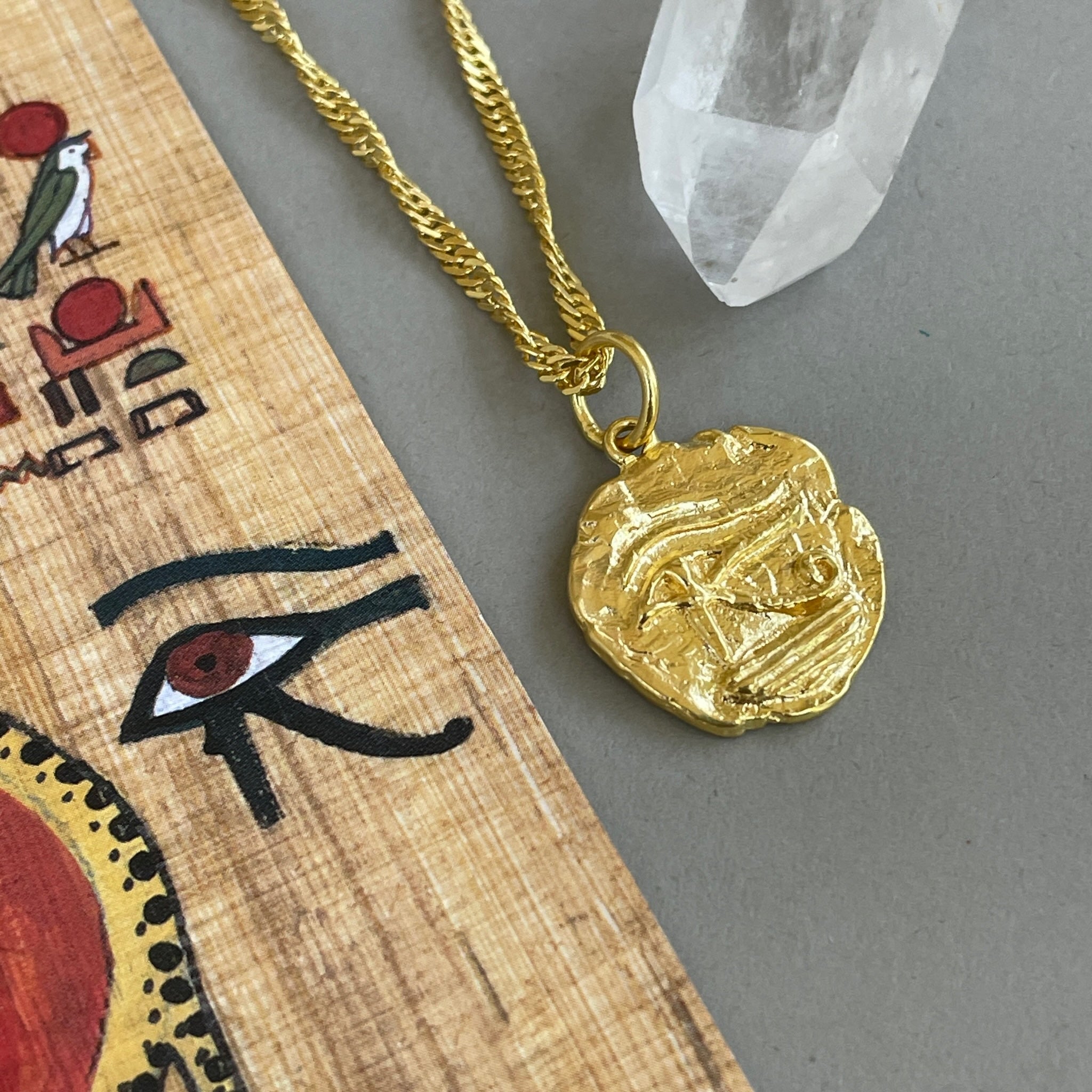 Eye of Horus Gold Necklace Pendant & Franco Box Chain | The Gold Gods