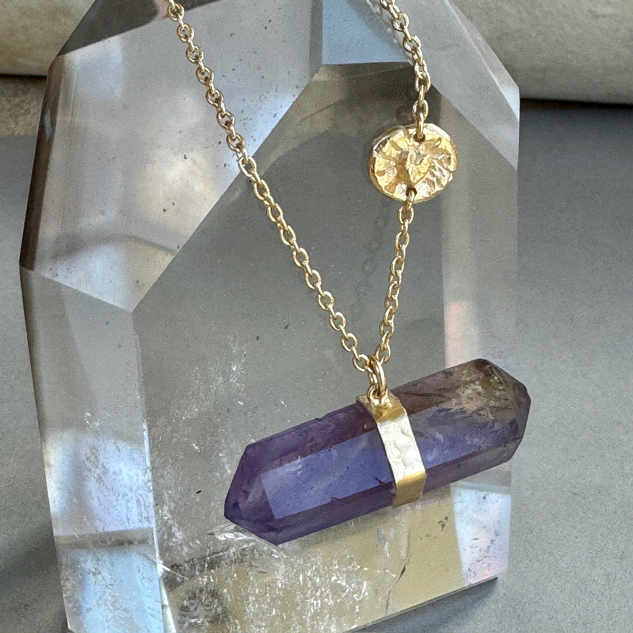 Heart Shine Amethyst Crystal Necklace