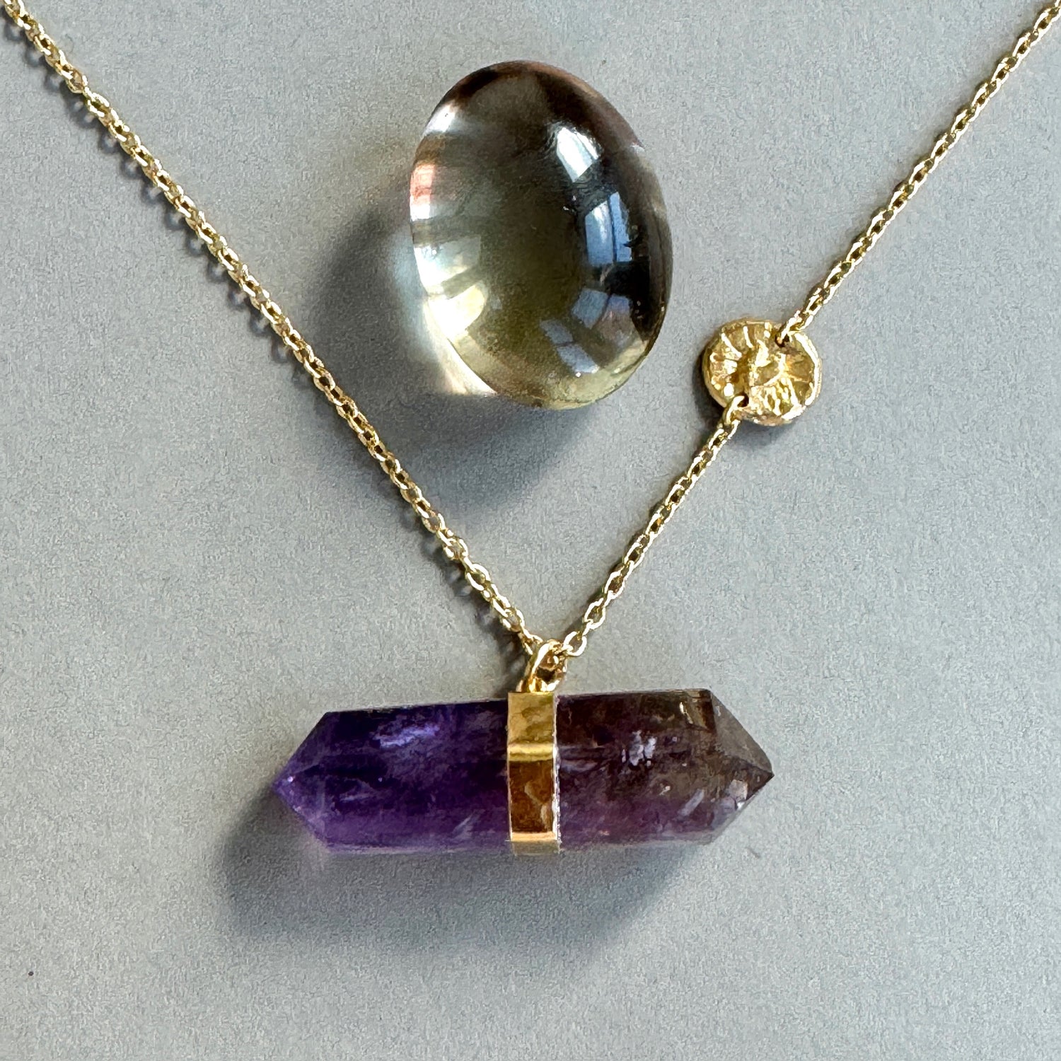 Heart Shine Amethyst Crystal Necklace