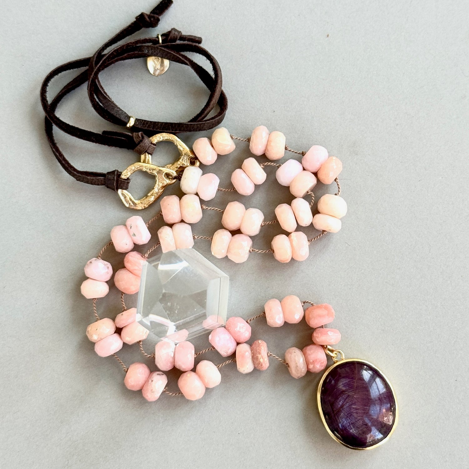 Star Ruby and Pink Opal Love and Light Necklace