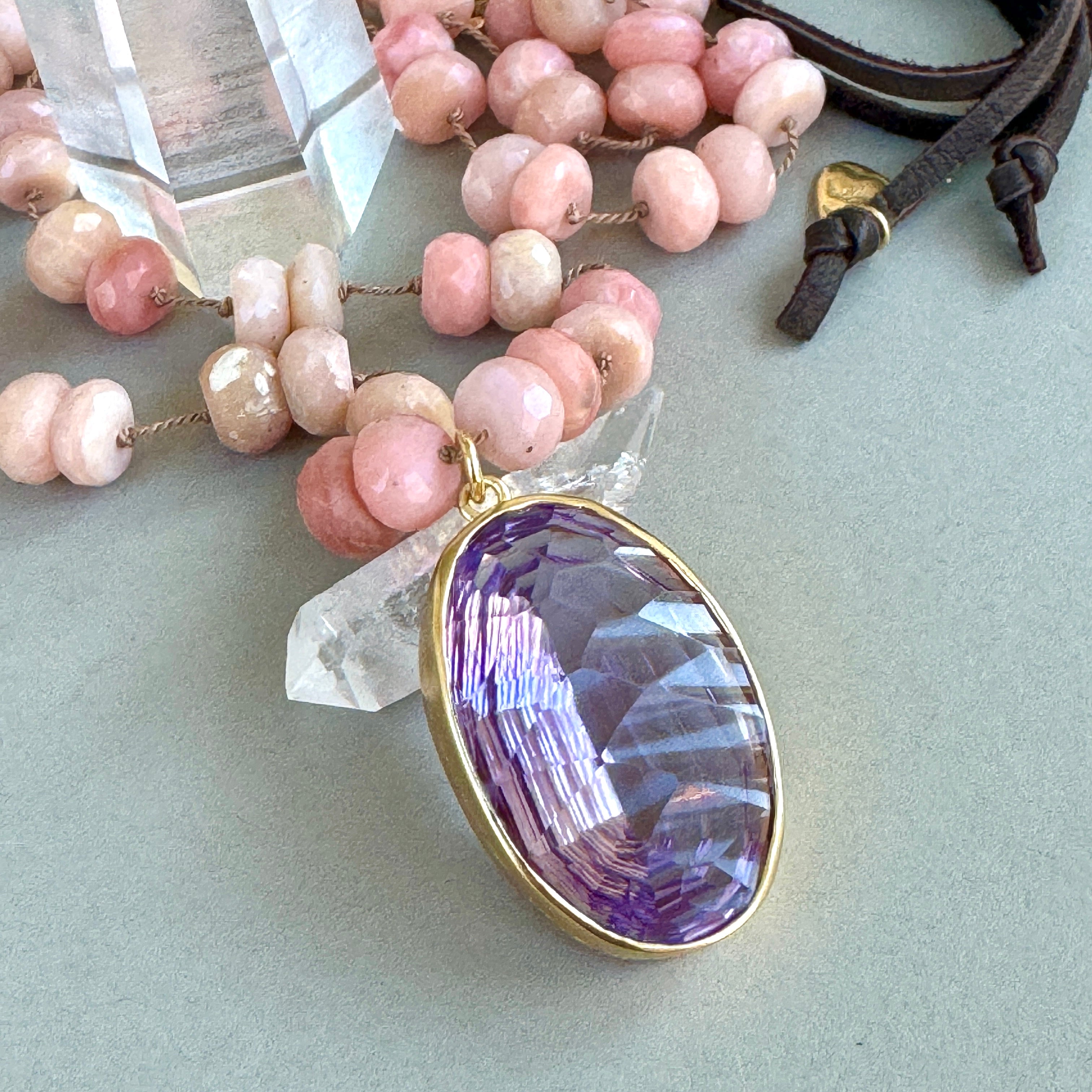 Pink Opal and Amethyst Love &amp; Light Necklace