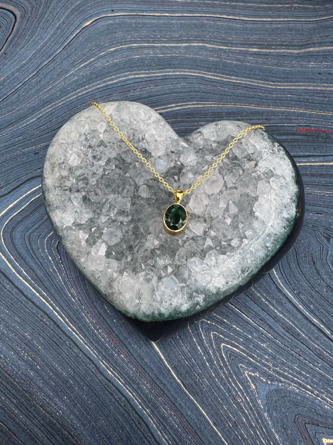 High Vibrational Emerald Amulet GOLD