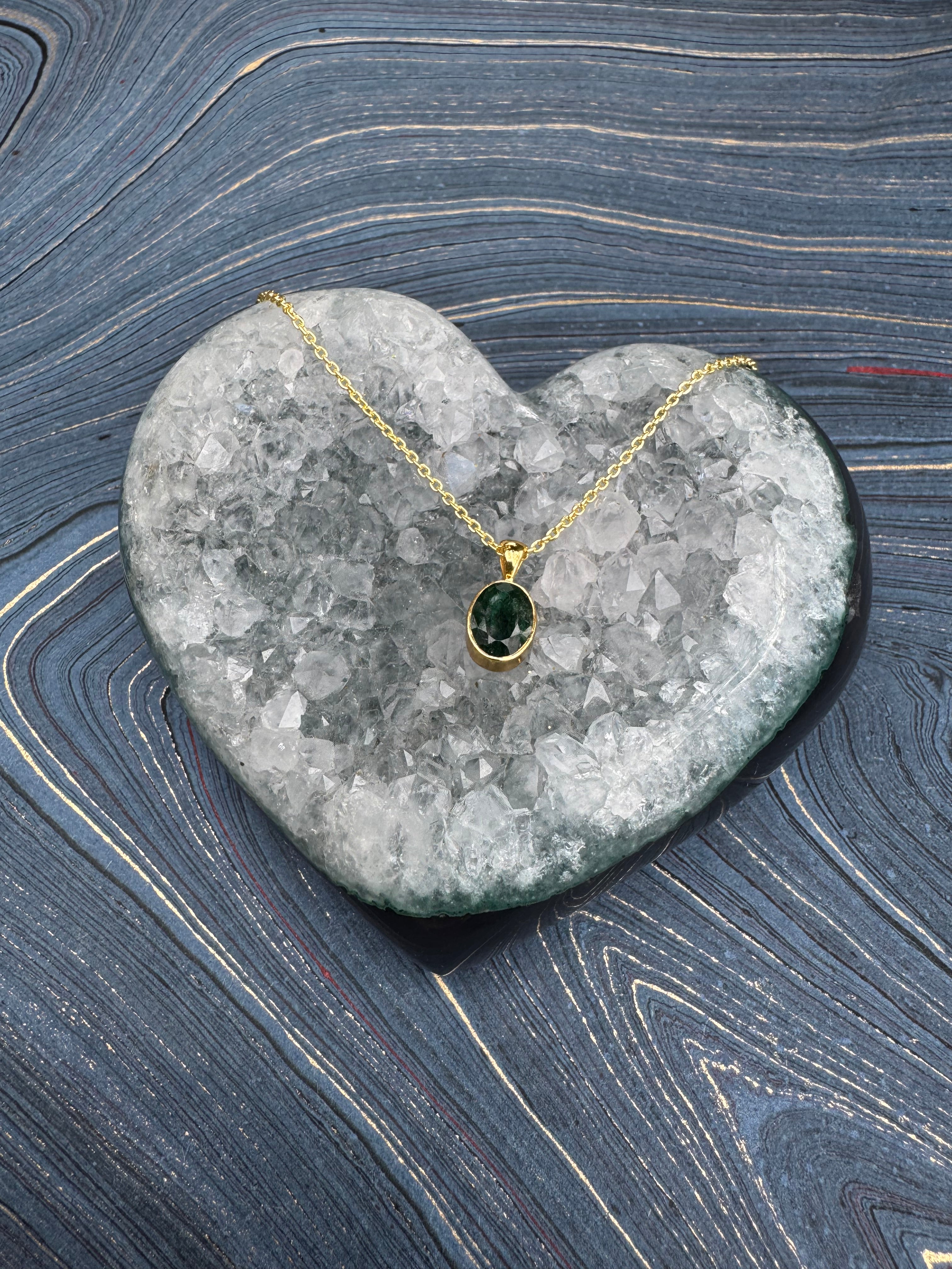 High Vibrational Emerald Amulet GOLD